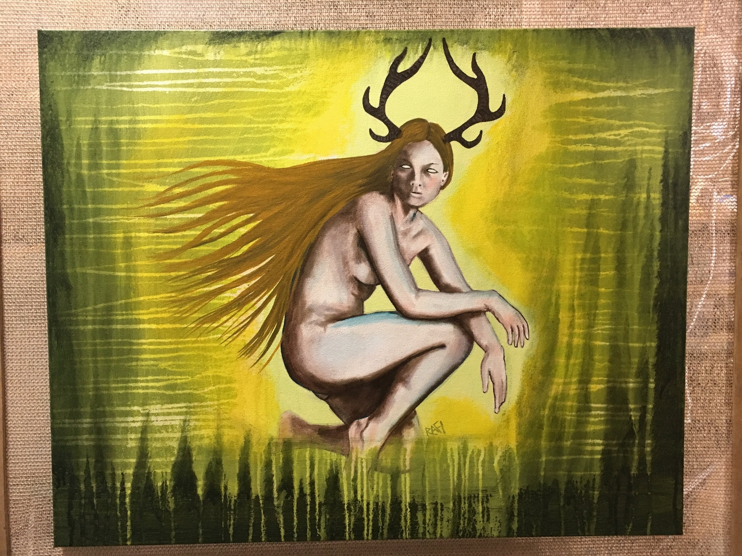 Wild Child Of The Forest Original Painting Art By Artist Rafi Perez Mixed Medium On Canvas 24x30 - Image 6