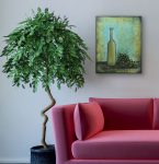 Wine And Green Grapes Original Painting By Artist Rafi Perez Mixed Medium Textured On Canvas 18x24