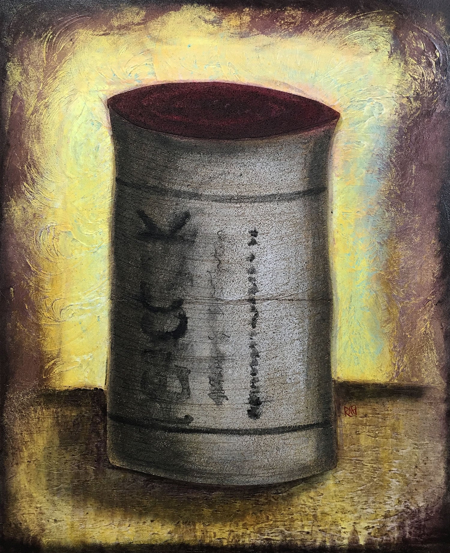 Wine Cork Original Painting By Artist Rafi Perez Mixed Medium Textured On Canvas 24x30 - Image 2