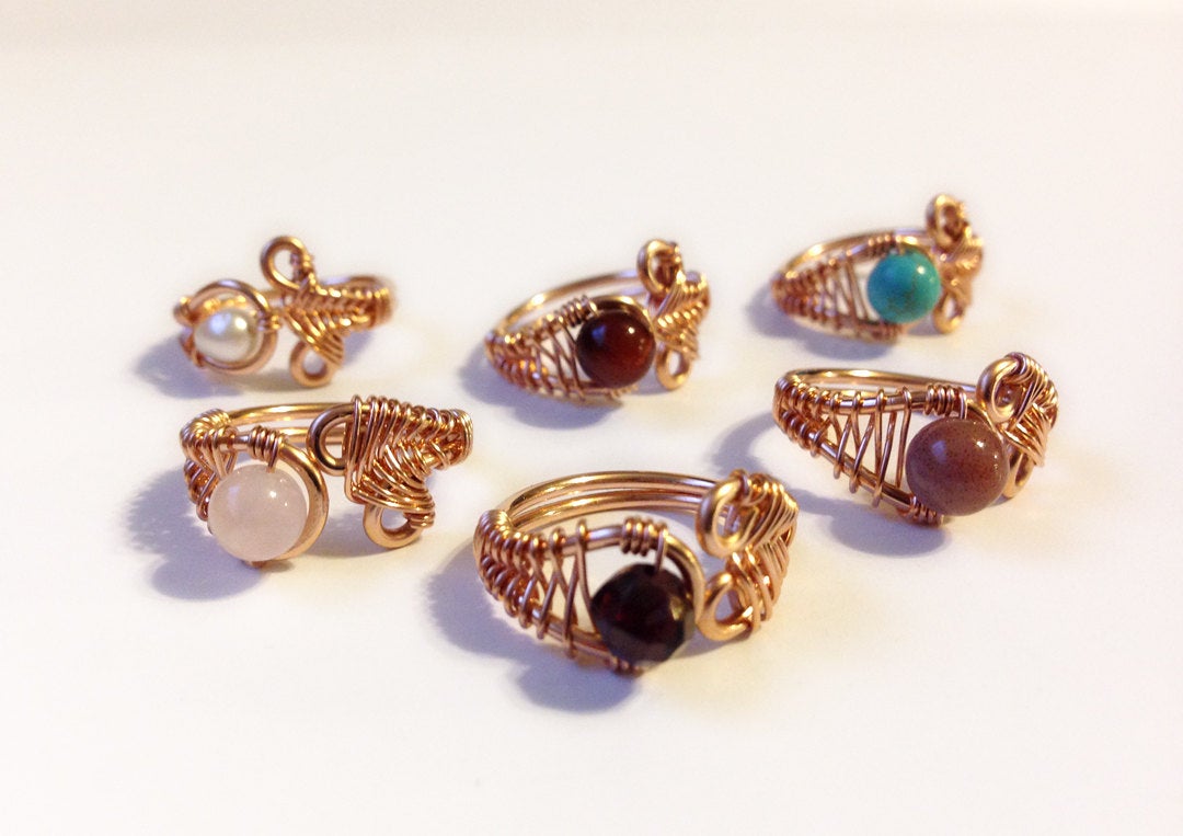 Yellow Gold Adjustable Rings - 14k Yellow Gold Filled - Semiprecious Gemstone Or Pearl - Image 3