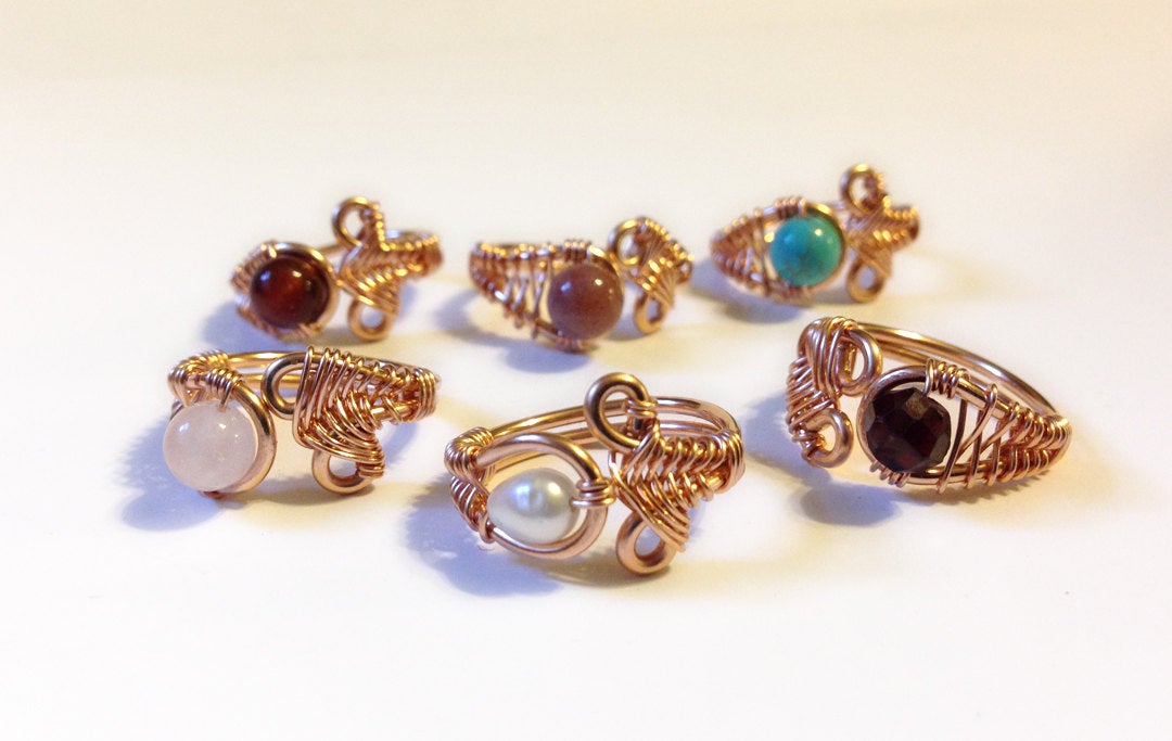 Yellow Gold Adjustable Rings - 14k Yellow Gold Filled - Semiprecious Gemstone Or Pearl - Image 4