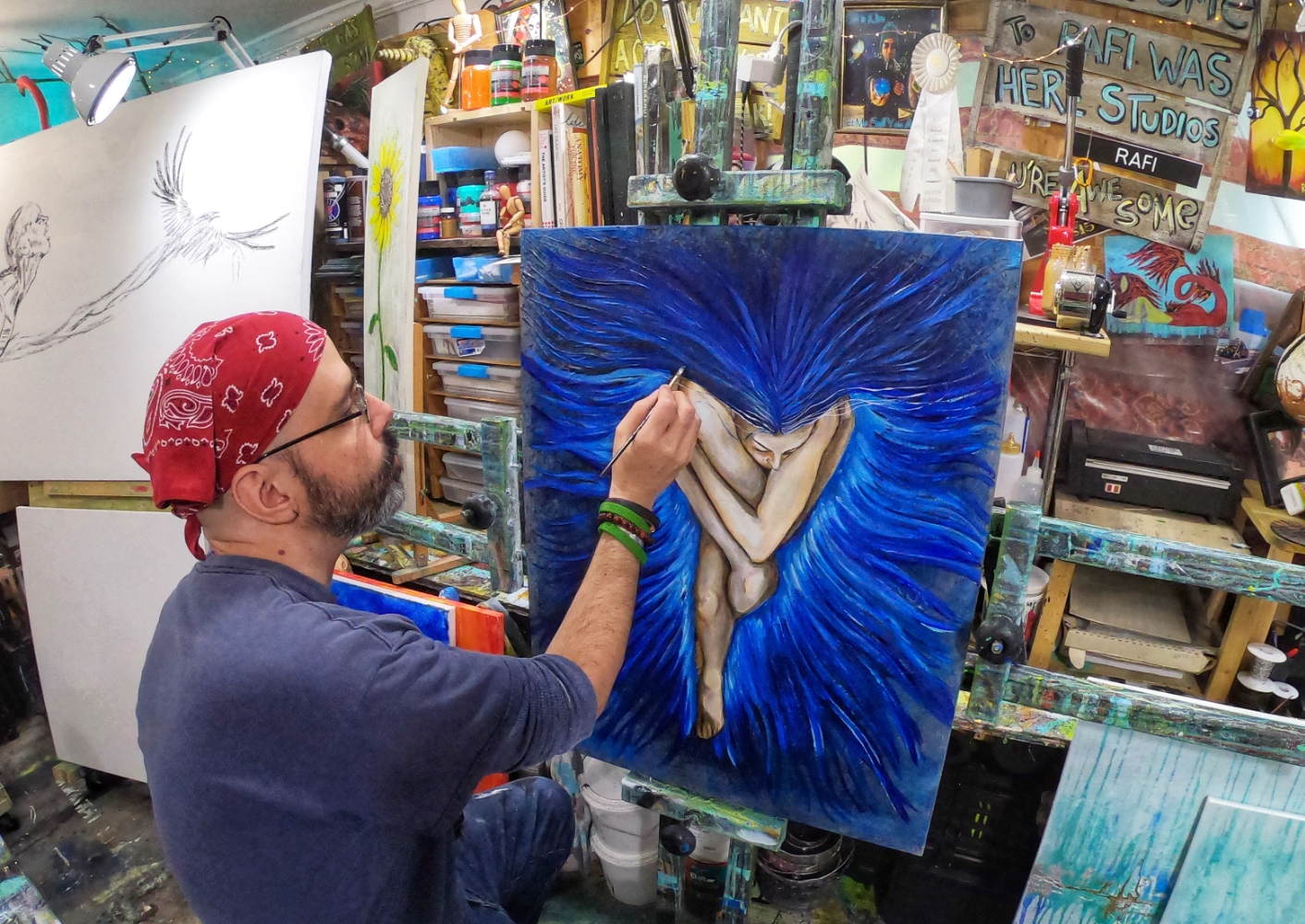 Rising Like A Phoenix Art Original Painting By Artist Rafi Perez Mixed Medium On Canvas 24X30 - Image 6
