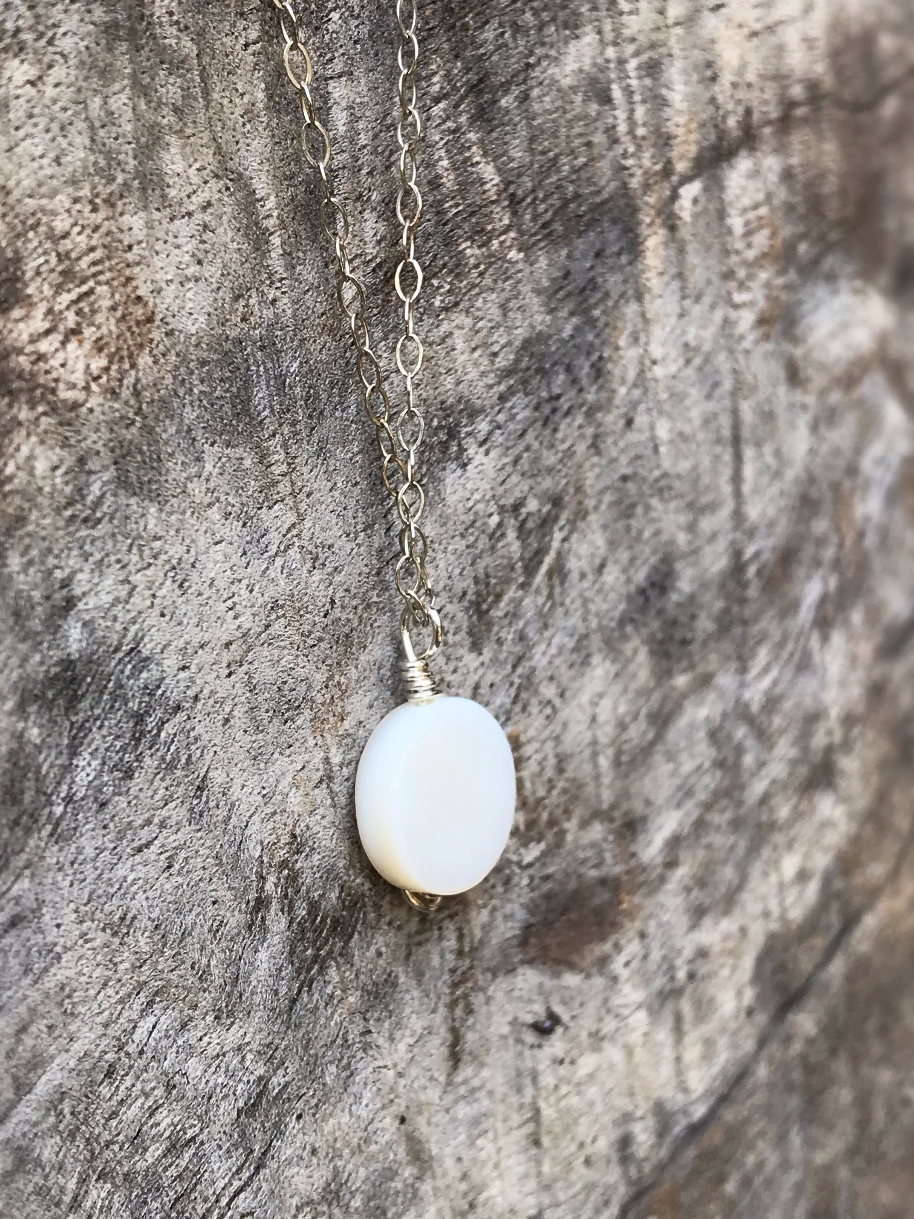 Silver Mother Of Pearl Spiral Necklace - Solid Sterling Silver - Ivory Coin Shape MOP - Double Spiral Yin Yang Design - Image 4