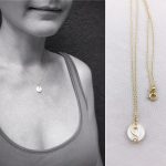Gold Mother Of Pearl Spiral Necklace - 14k Yellow Gold Filled - Ivory Coin Shape MOP - Double Spiral Yin Yang Design