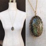 Tree Of Life Necklace - 14k Yellow Gold Filled - Oval Cut Labradorite - "Autumnal Glow"