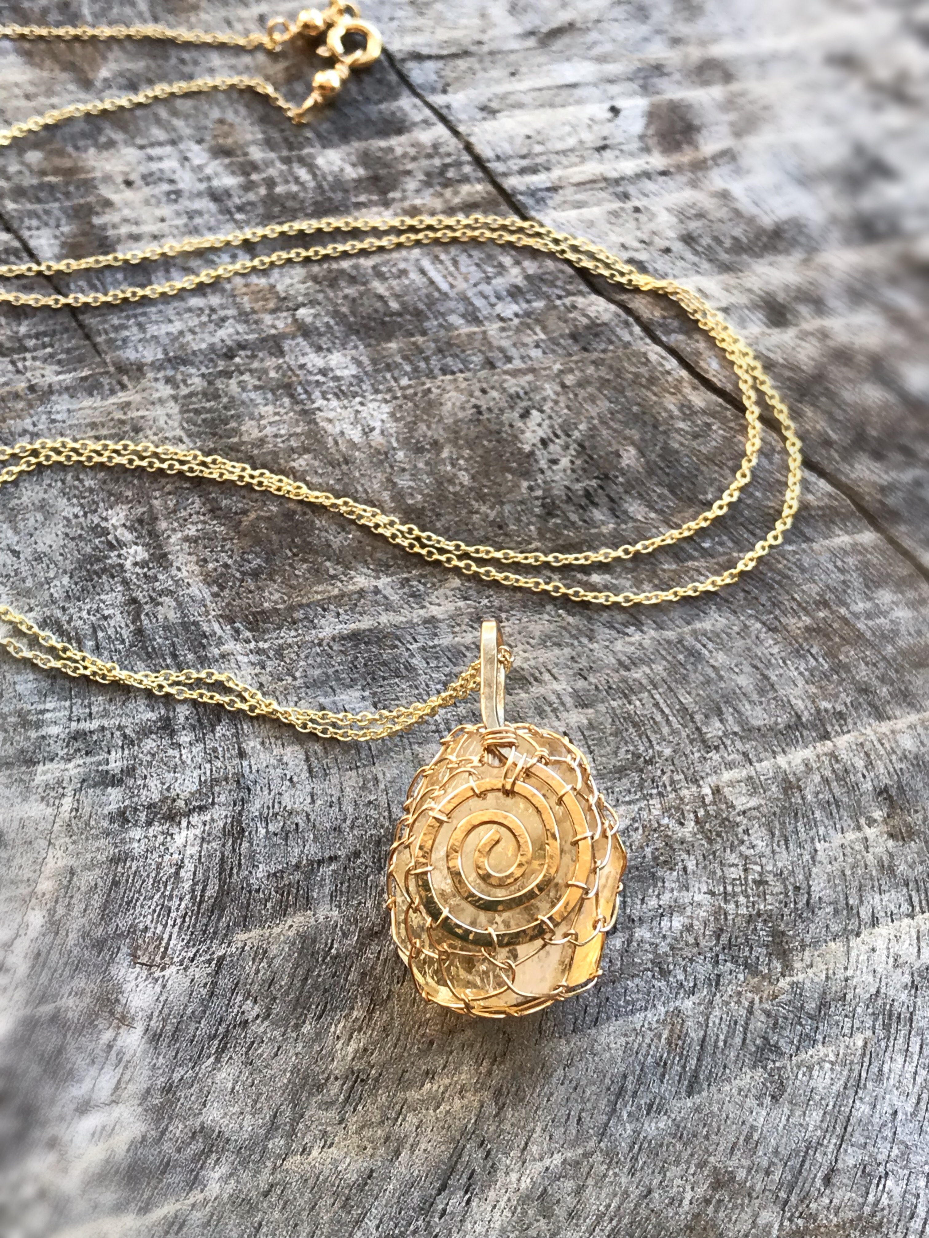 Golden Citrine Nugget Necklace - 14k Yellow Gold Filled - Fancy Cut Faceted Citrine - Image 3