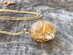 Golden Citrine Nugget Necklace - 14k Yellow Gold Filled - Fancy Cut Faceted Citrine