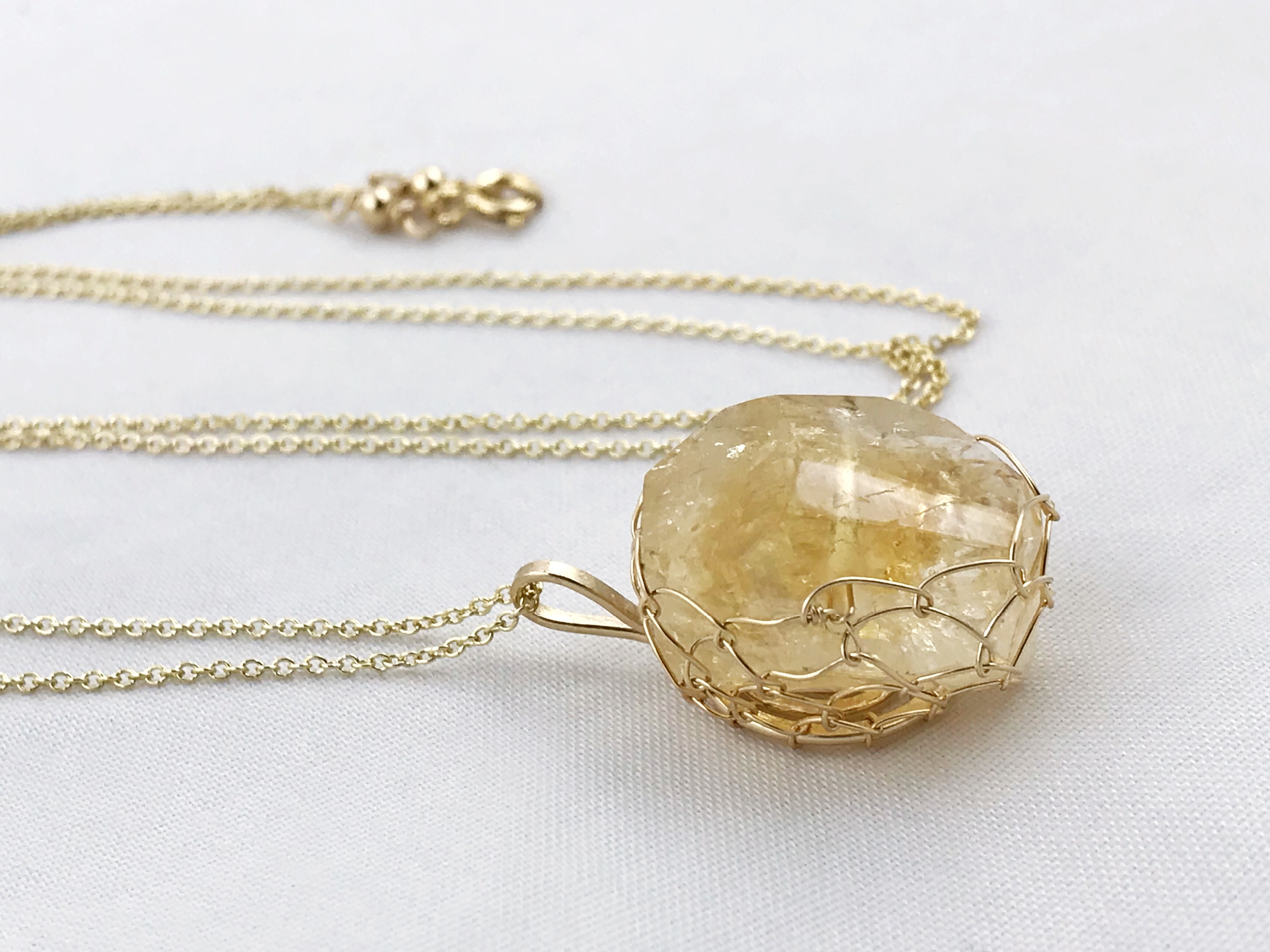 Golden Citrine Nugget Necklace - 14k Yellow Gold Filled - Fancy Cut Faceted Citrine - Image 9