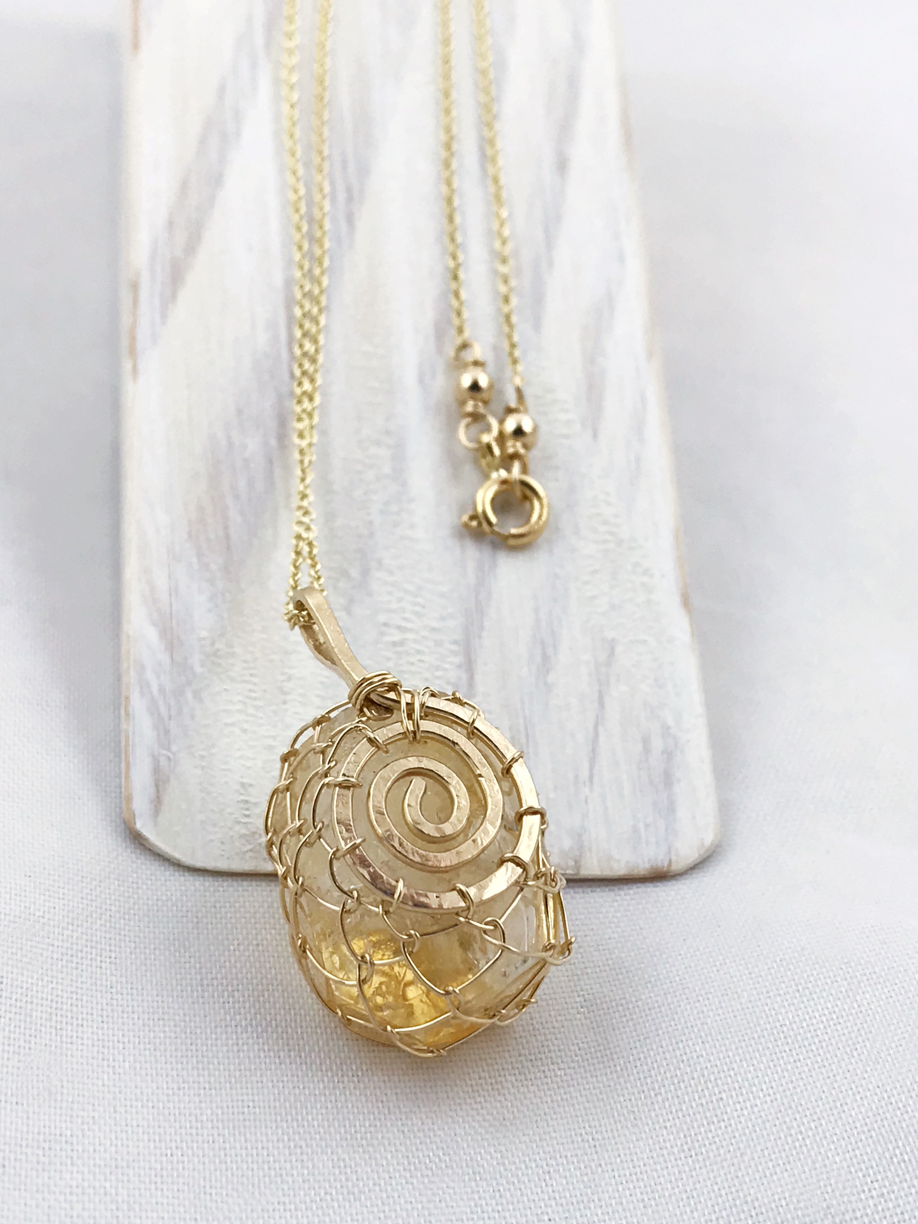 Golden Citrine Nugget Necklace - 14k Yellow Gold Filled - Fancy Cut Faceted Citrine - Image 8