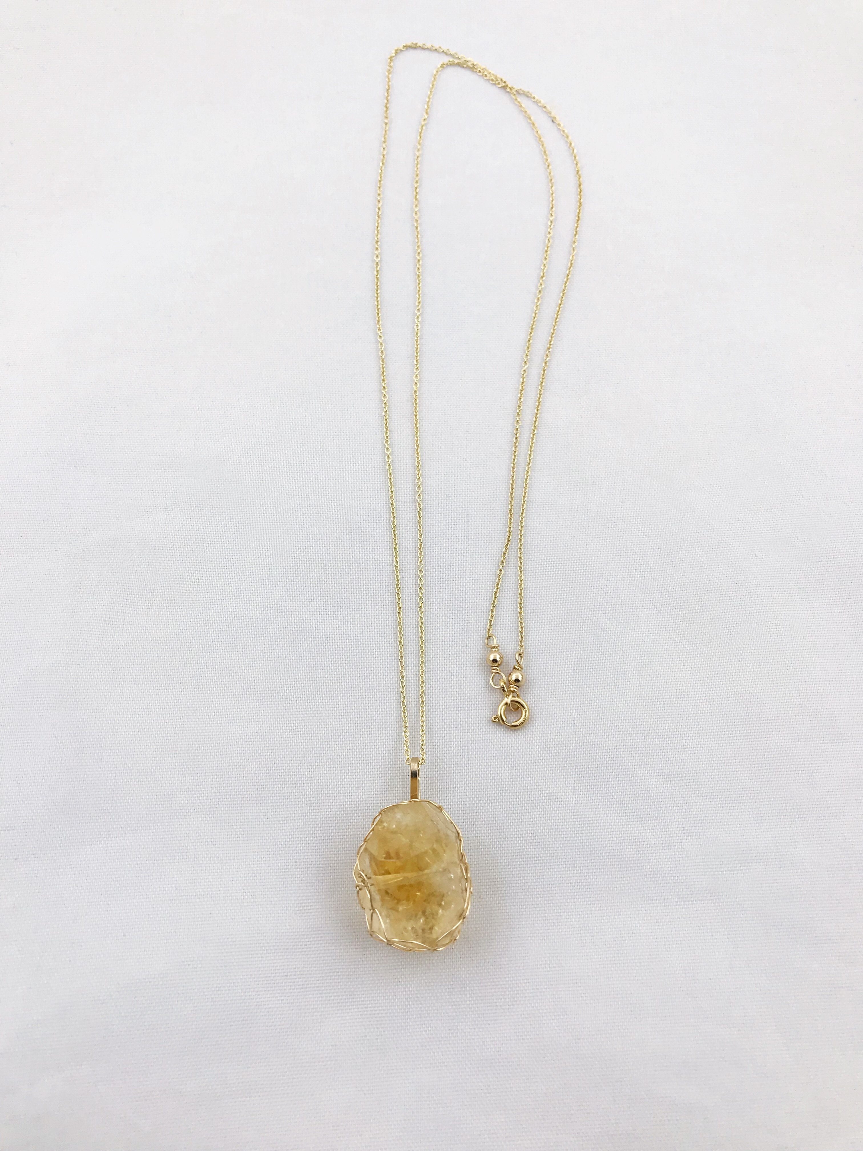Golden Citrine Nugget Necklace - 14k Yellow Gold Filled - Fancy Cut Faceted Citrine - Image 10