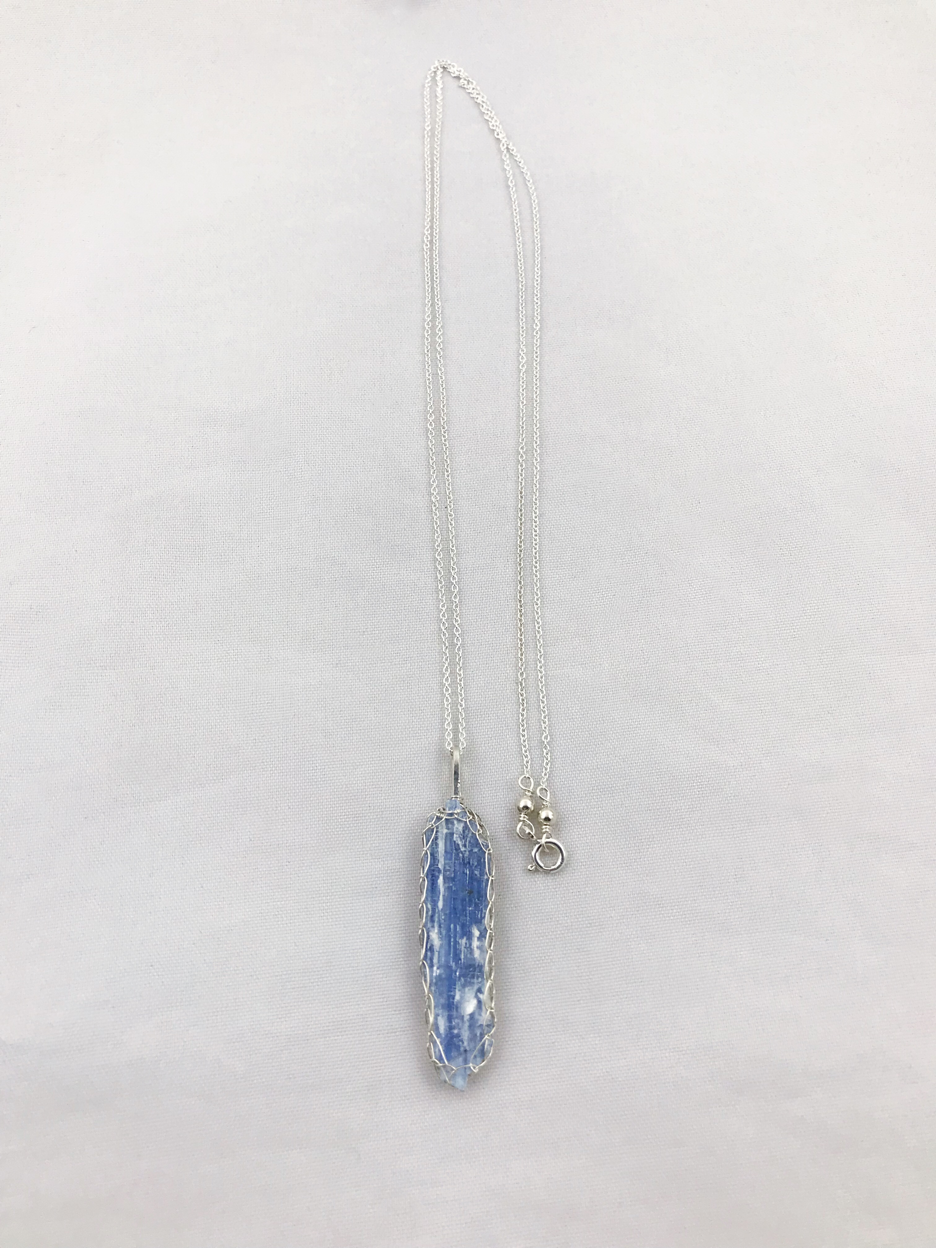 Blue Kyanite Blade Necklace - Solid Sterling Silver - Raw Blue Kyanite Crystal - Image 10