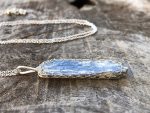 Blue Kyanite Blade Necklace - Solid Sterling Silver - Raw Blue Kyanite Crystal