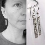 Vertical Bar Earrings / Solid Sterling Silver / Hammer Forged / Hammered Texture / Personalized