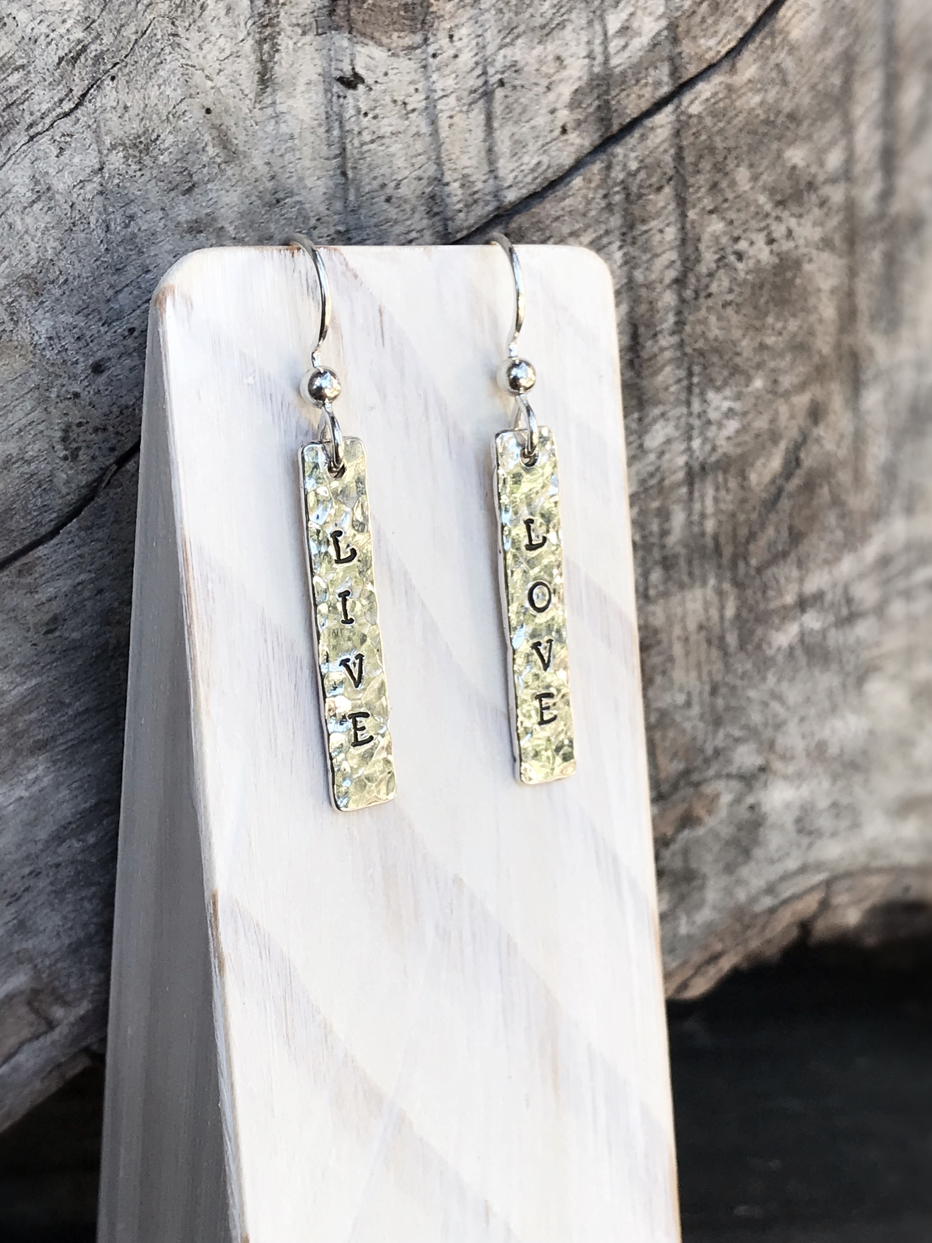 Vertical Bar Earrings / Solid Sterling Silver / Hammer Forged / Hammered Texture / Personalized - Image 10