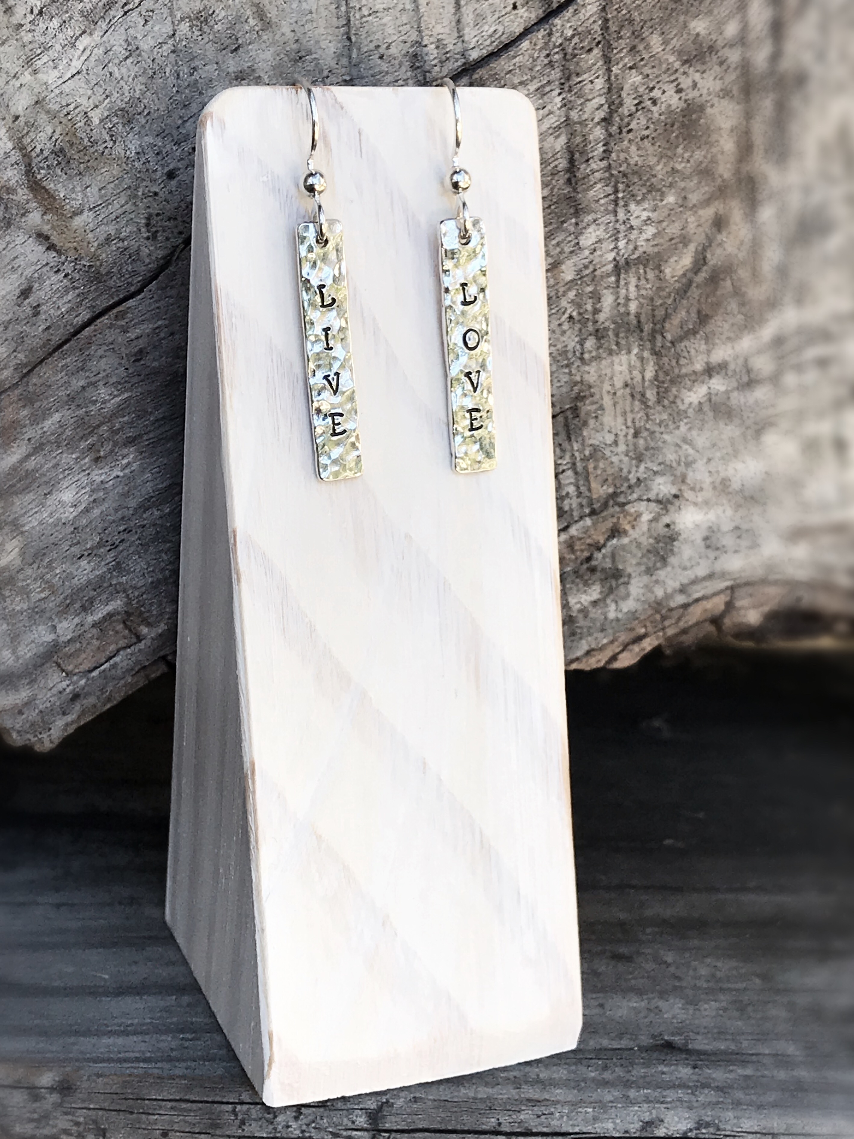 Vertical Bar Earrings / Solid Sterling Silver / Hammer Forged / Hammered Texture / Personalized - Image 9