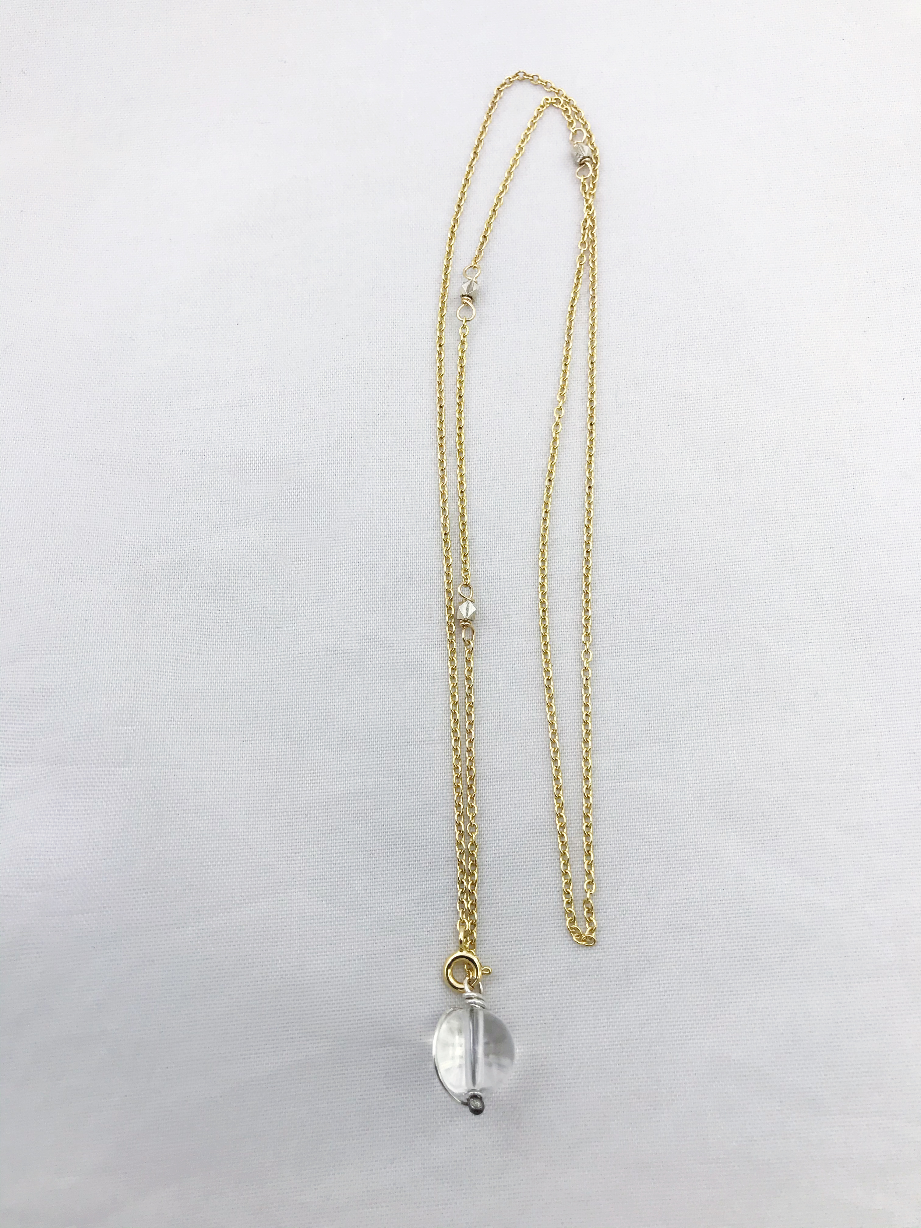 Orb Lariat Necklace / Solid Sterling Silver / Fine Silver / 14k Yellow Gold Filled / Genuine Quartz / Pools Of Light - Image 4