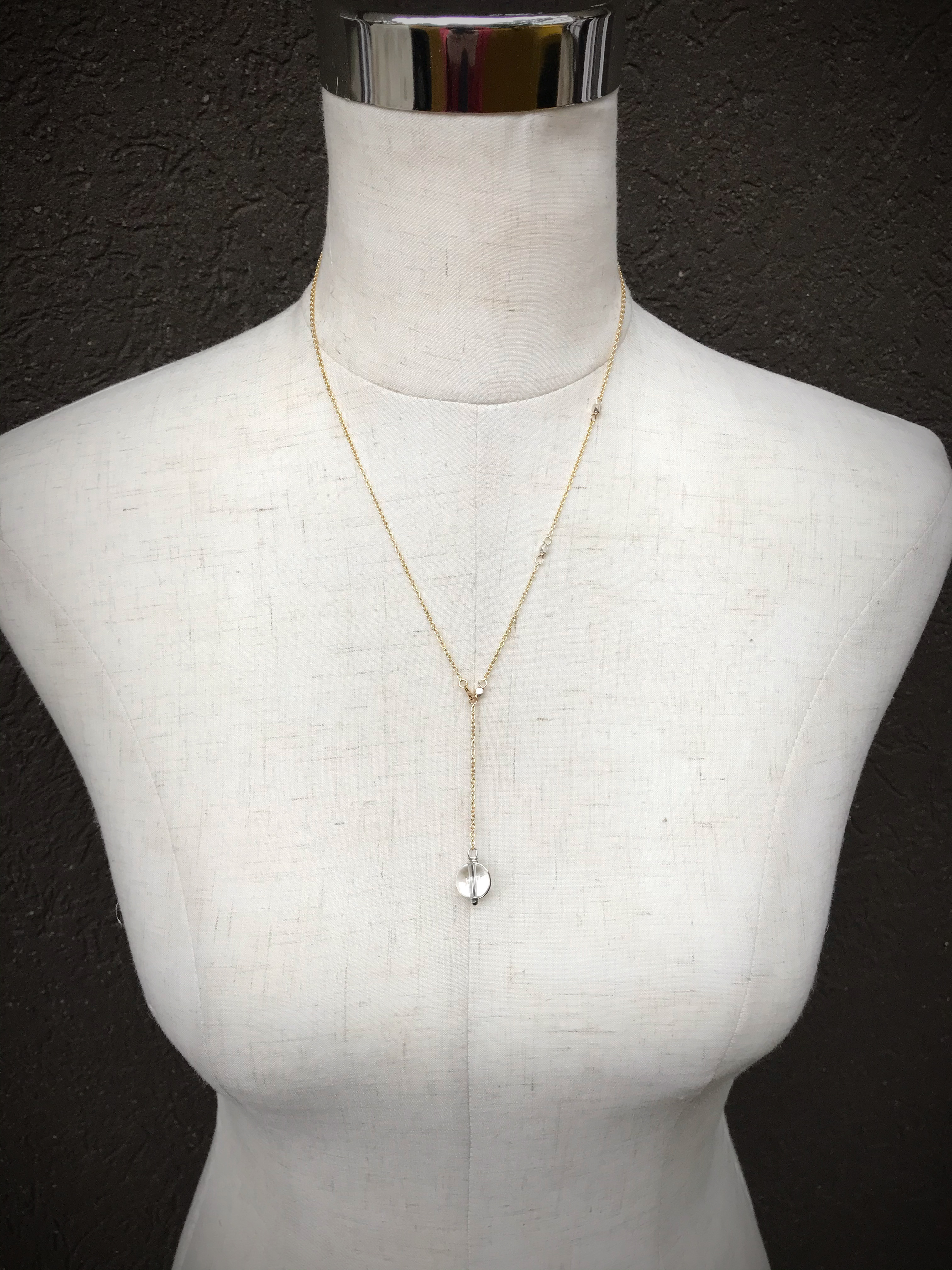Orb Lariat Necklace / Solid Sterling Silver / Fine Silver / 14k Yellow Gold Filled / Genuine Quartz / Pools Of Light - Image 8