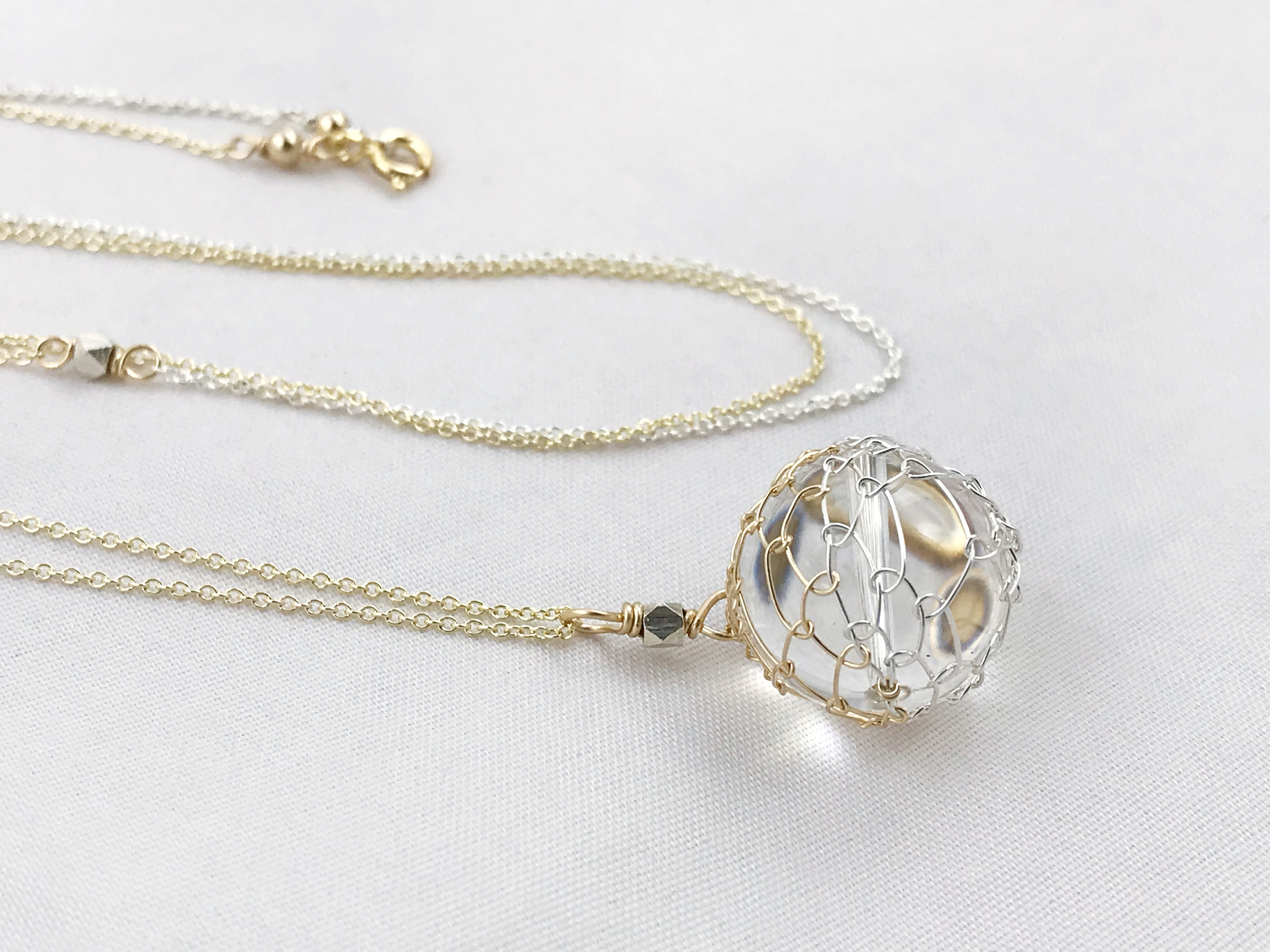 Orb Woven Necklace / Sterling Silver / Fine Silver / 14k Yellow Gold Filled / Pools Of Light - Image 6