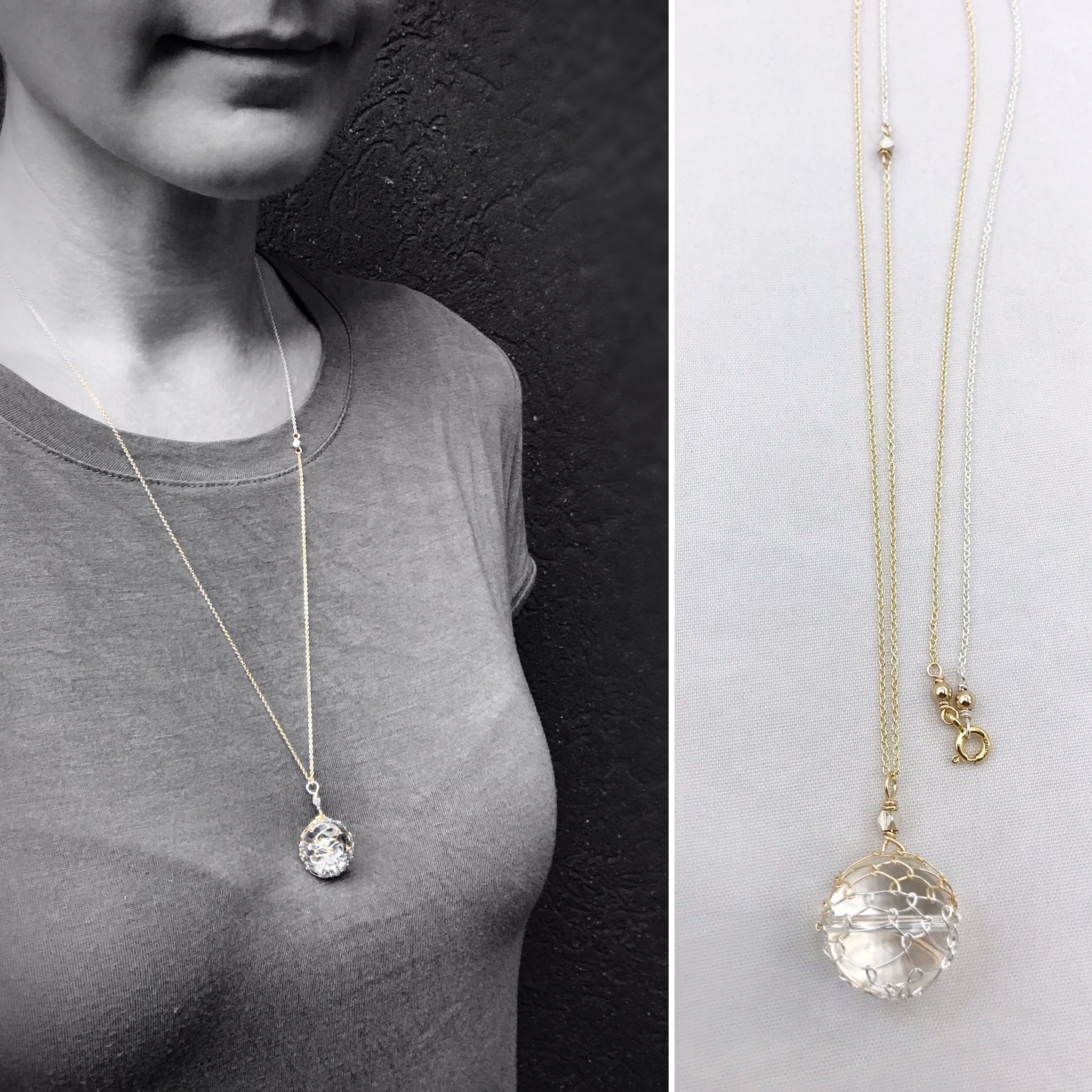 Orb Woven Necklace / Sterling Silver / Fine Silver / 14k Yellow Gold Filled / Pools Of Light - Image 3
