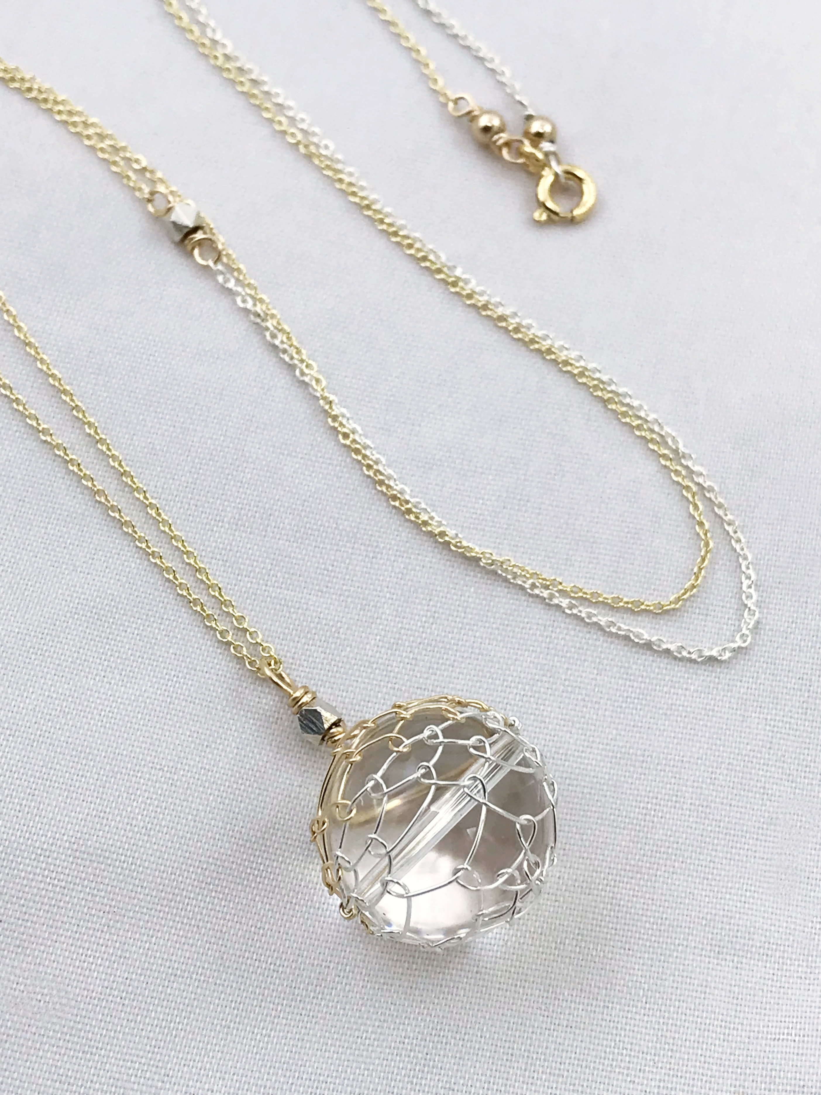 Orb Woven Necklace / Sterling Silver / Fine Silver / 14k Yellow Gold Filled / Pools Of Light - Image 5