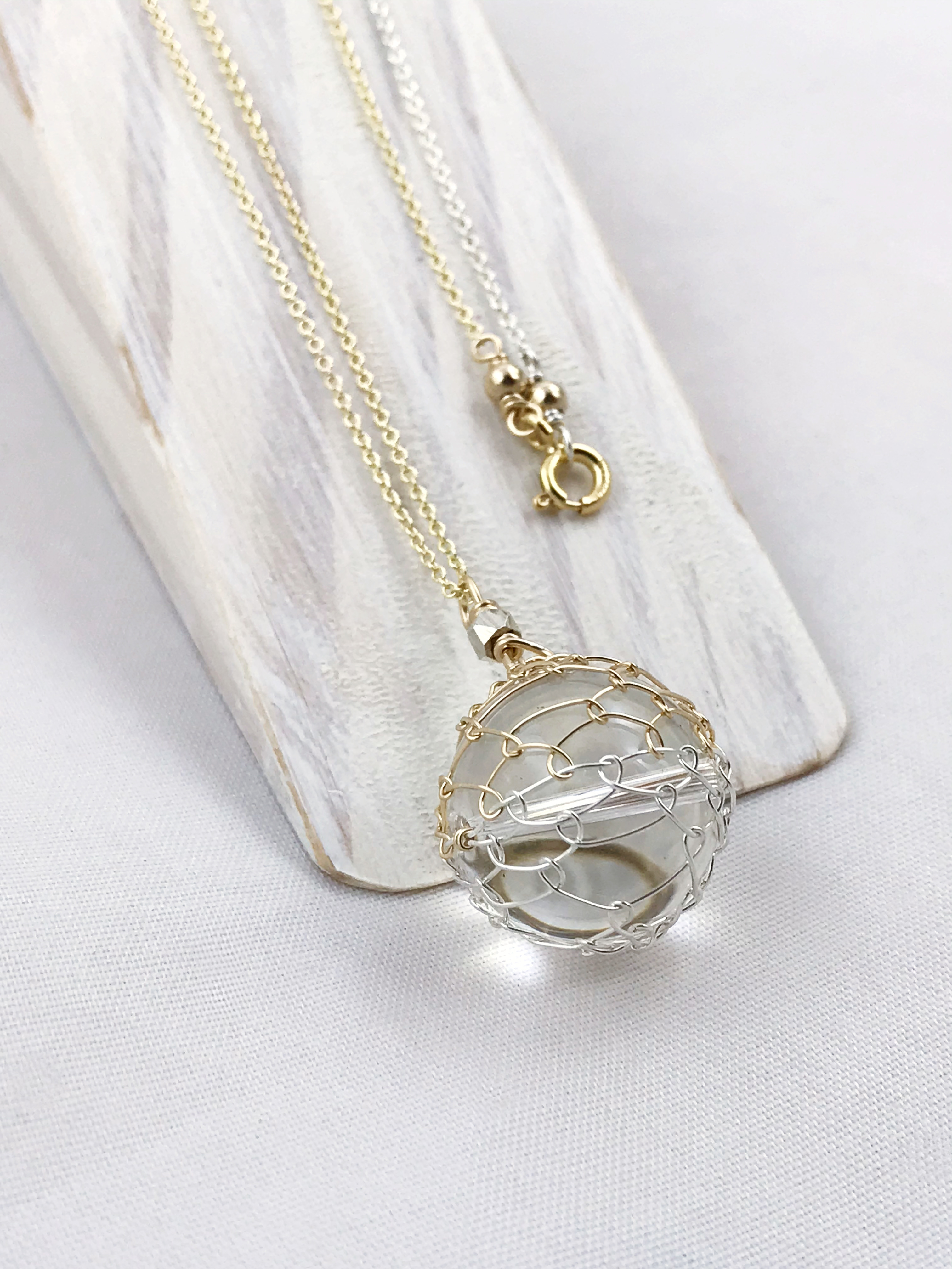 Orb Woven Necklace / Sterling Silver / Fine Silver / 14k Yellow Gold Filled / Pools Of Light - Image 9