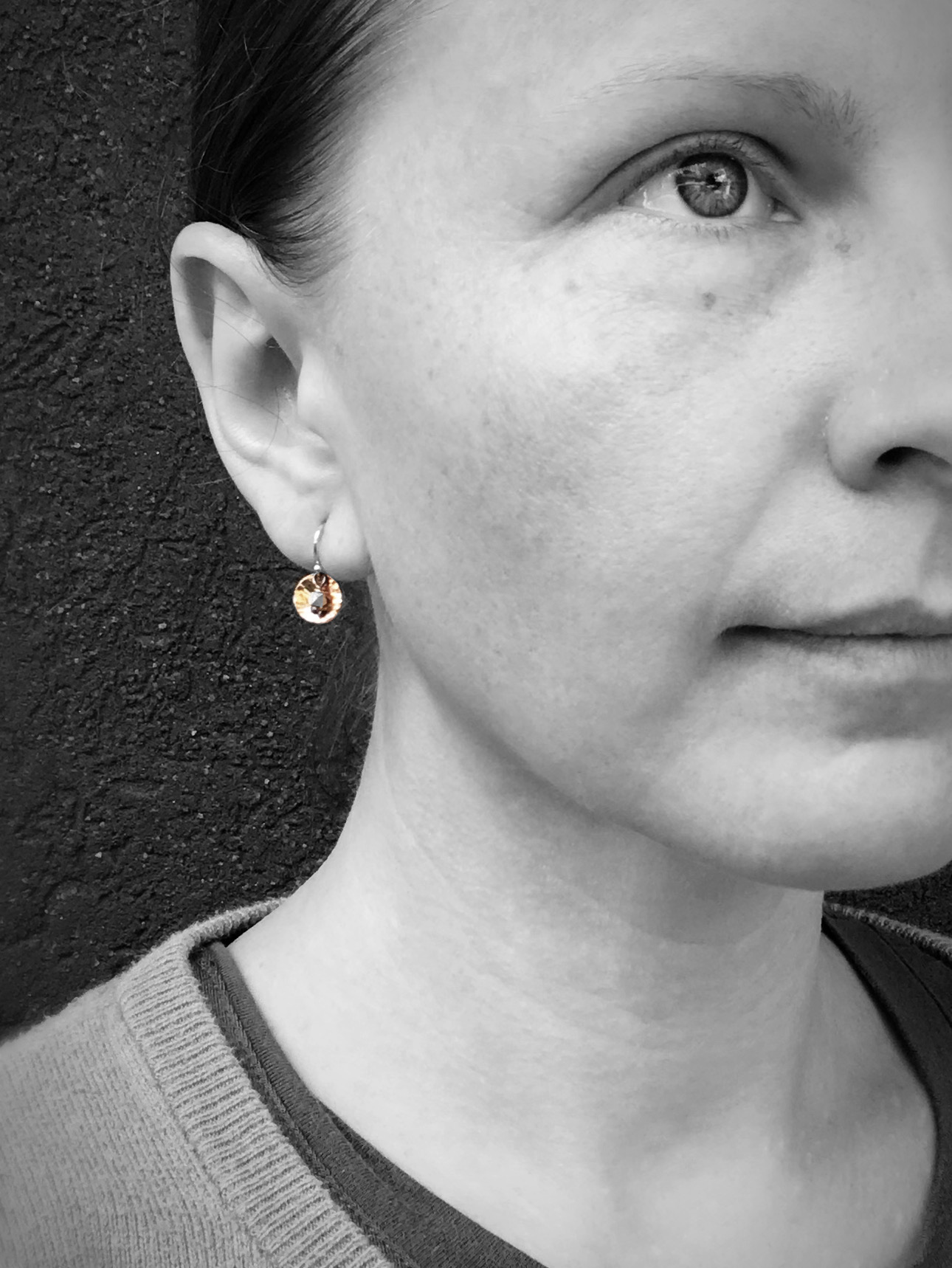 Small Hammered Rose Gold Concave Disk Earrings / Sterling Silver / Fine Silver / 14k Rose Gold Filled / Mini Gong Earrings - Image 8