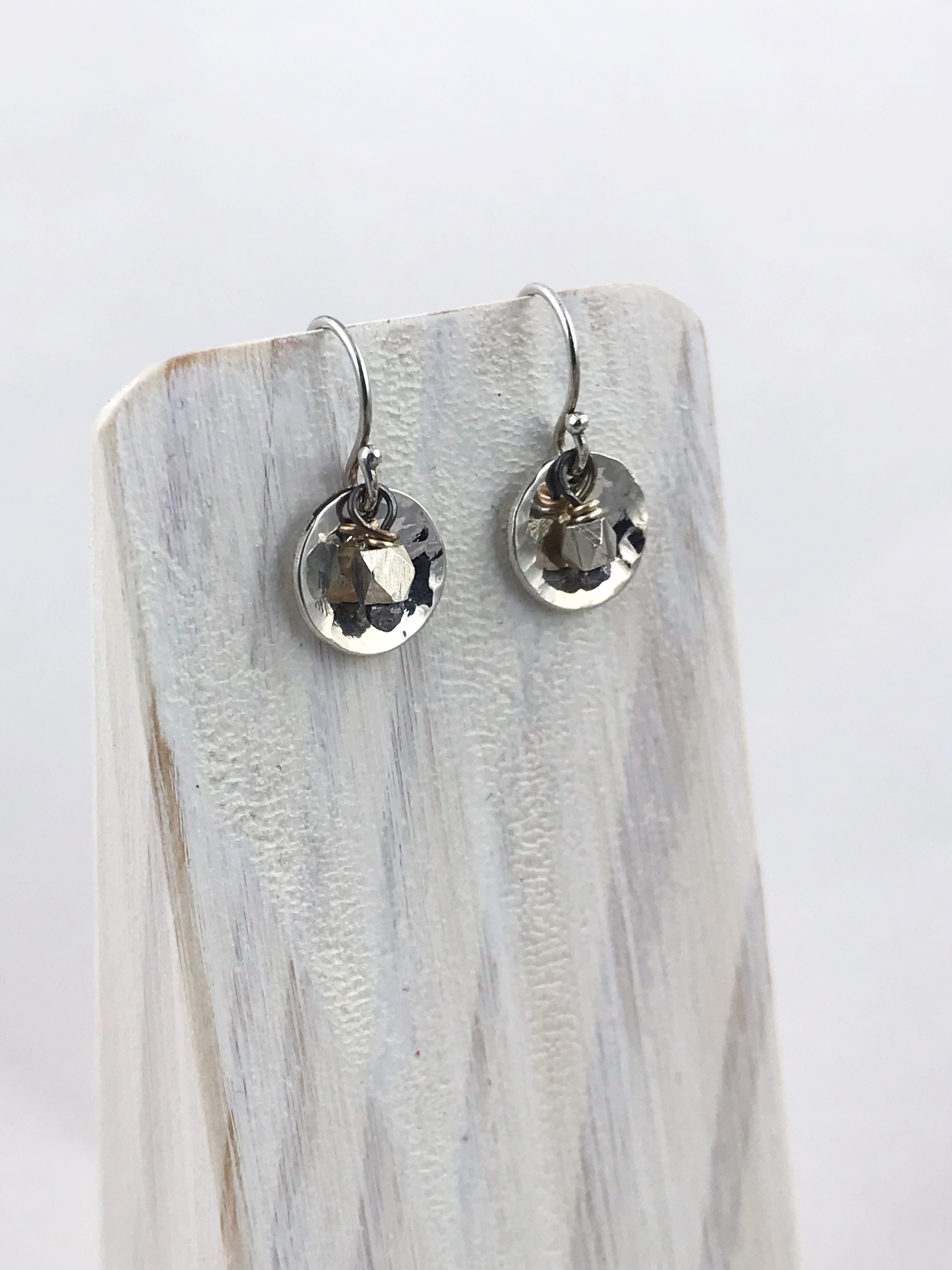 Small Hammered Silver Concave Disk Earrings / Sterling Silver / Fine Silver / Mini Gong Earrings - Image 7