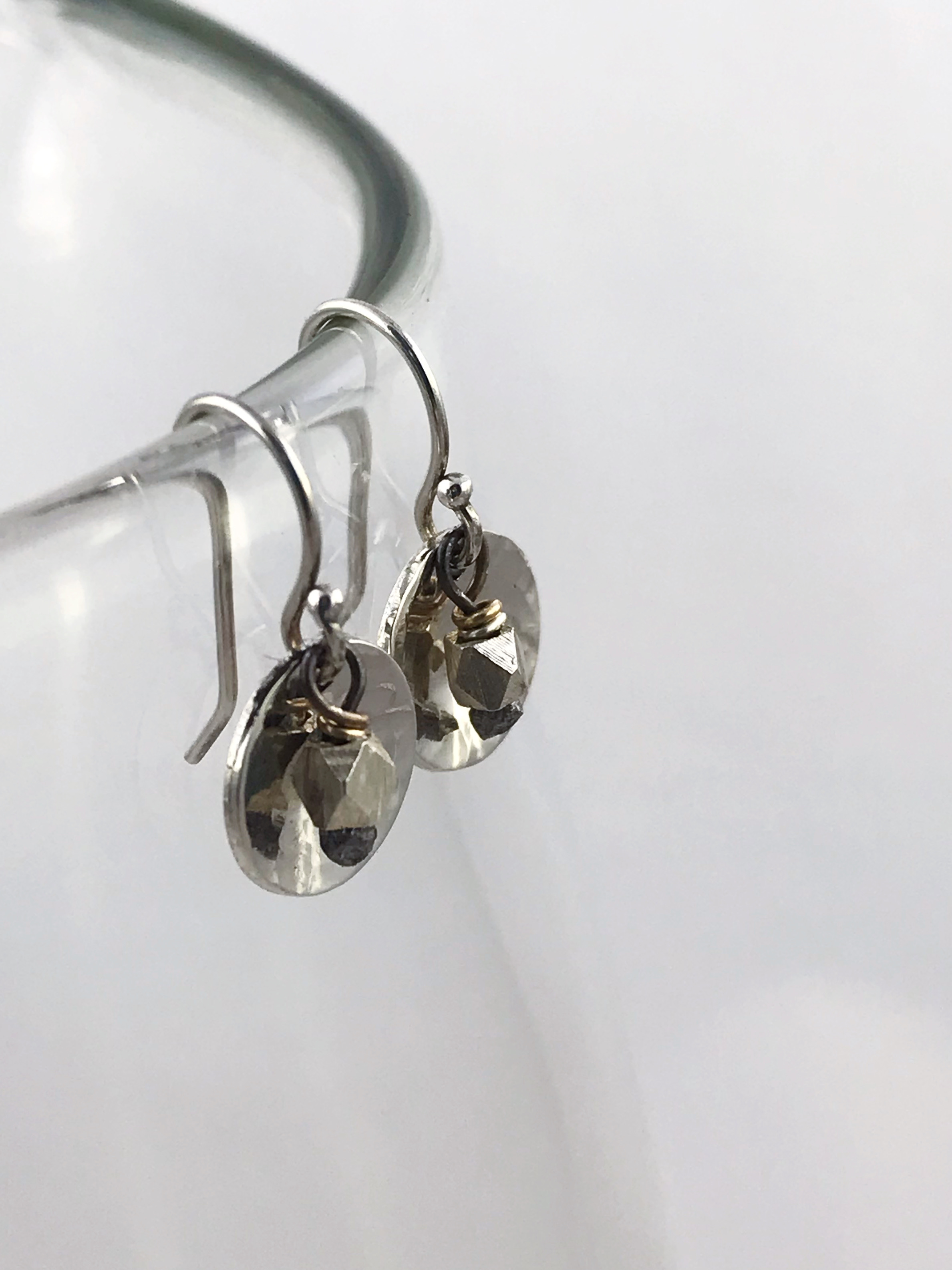 Small Hammered Silver Concave Disk Earrings / Sterling Silver / Fine Silver / Mini Gong Earrings - Image 3