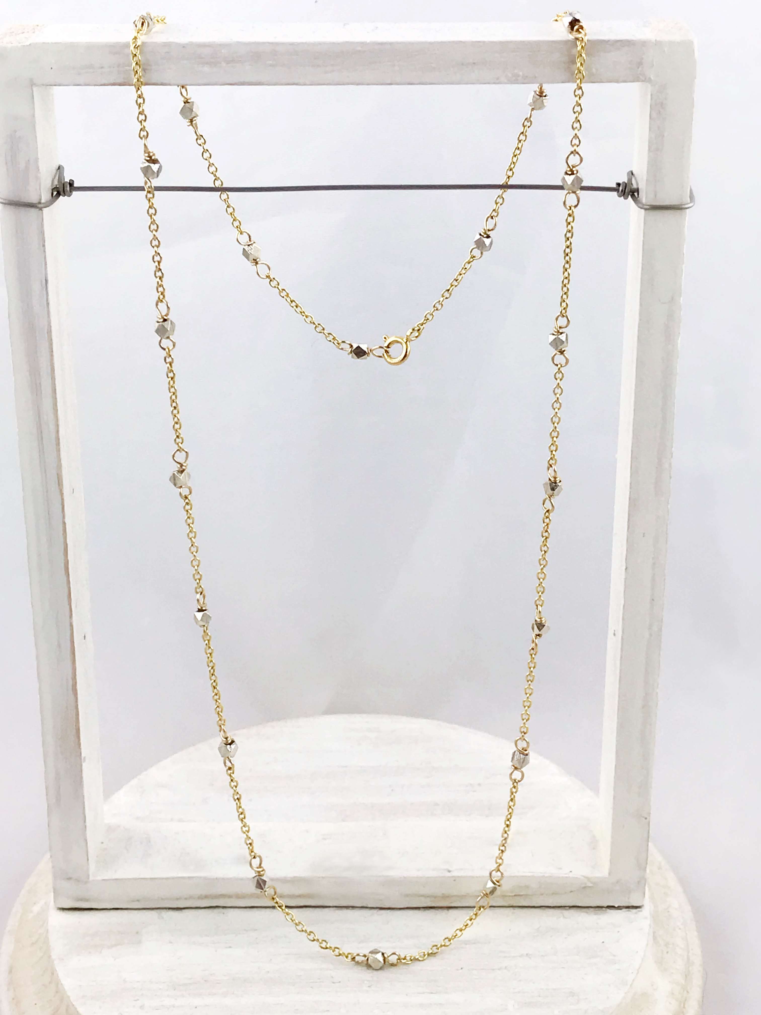 Sparkly Nugget Trail Necklace / Fine Silver / 14k Yellow Gold Filled / Custom Length - Image 3