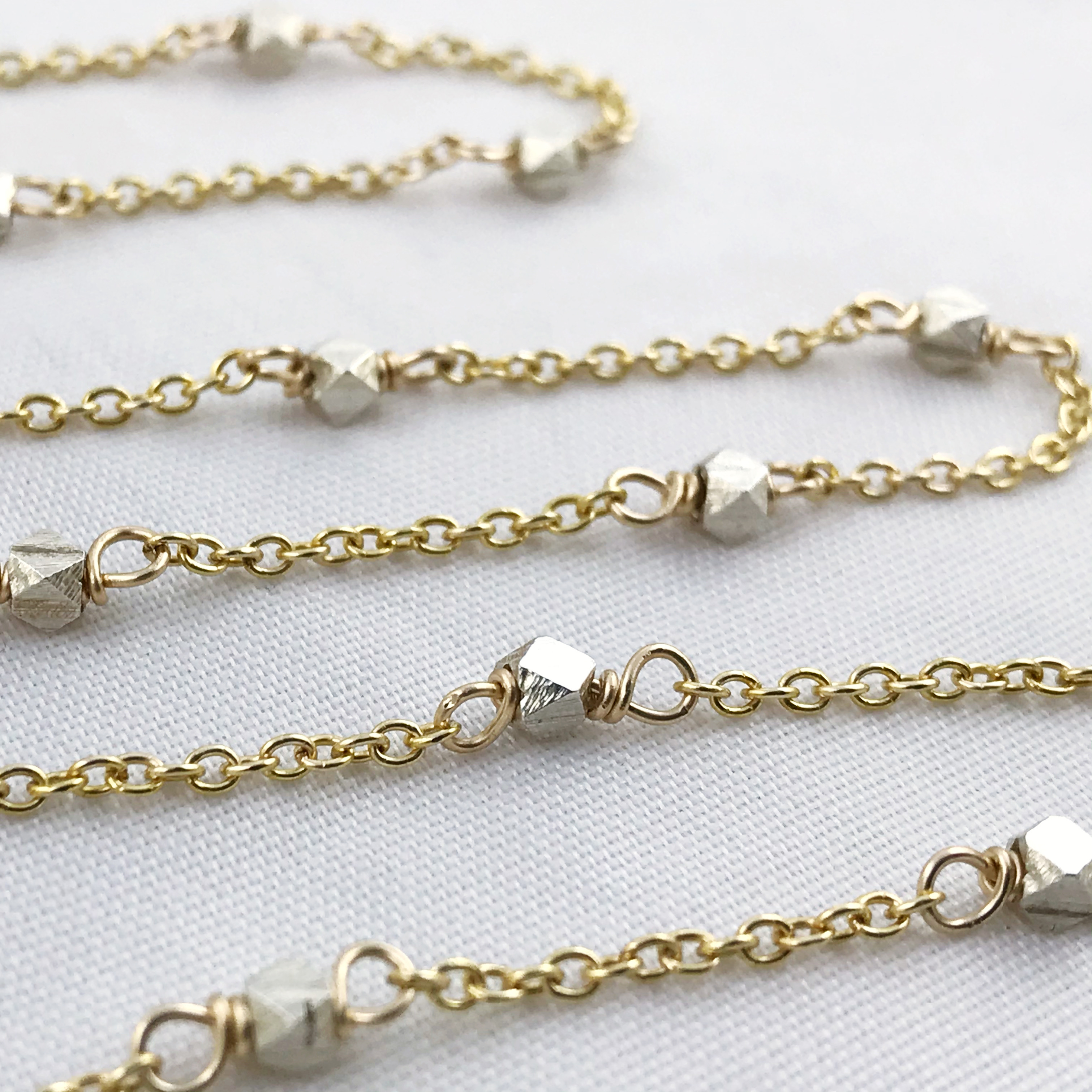 Sparkly Nugget Trail Necklace / Fine Silver / 14k Yellow Gold Filled / Custom Length - Image 5