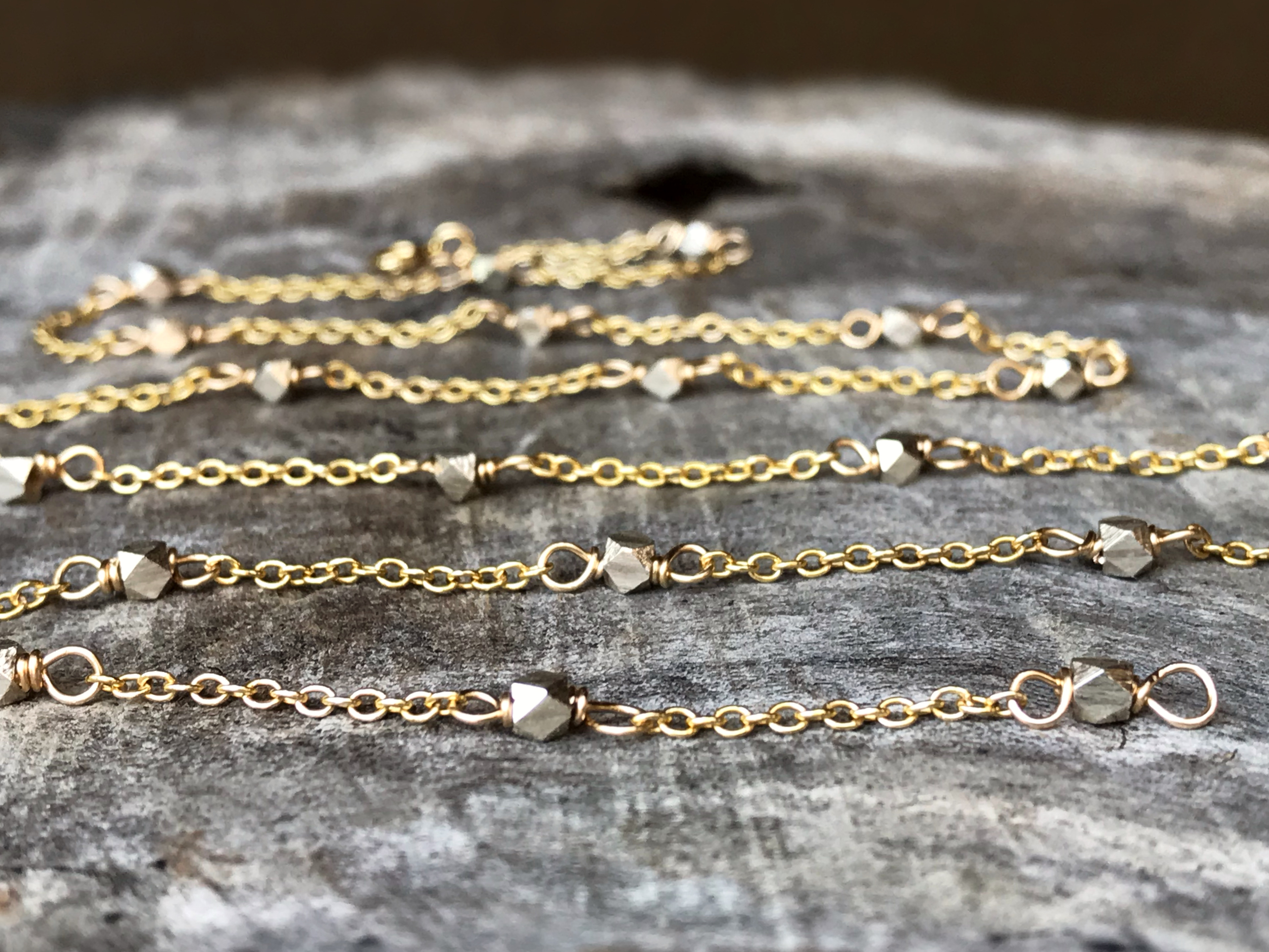 Sparkly Nugget Trail Necklace / Fine Silver / 14k Yellow Gold Filled / Custom Length - Image 8