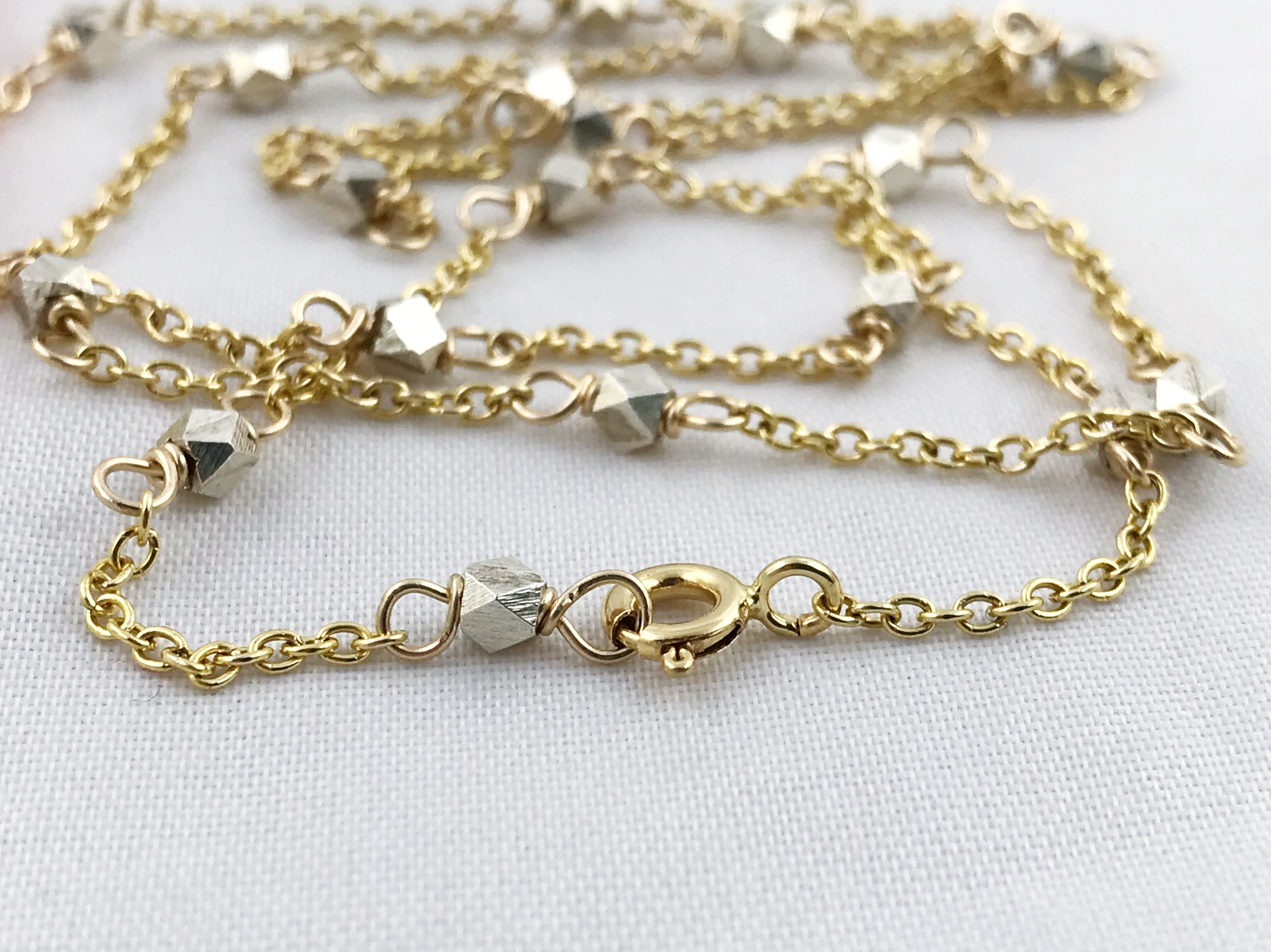 Sparkly Nugget Trail Necklace / Fine Silver / 14k Yellow Gold Filled / Custom Length - Image 6
