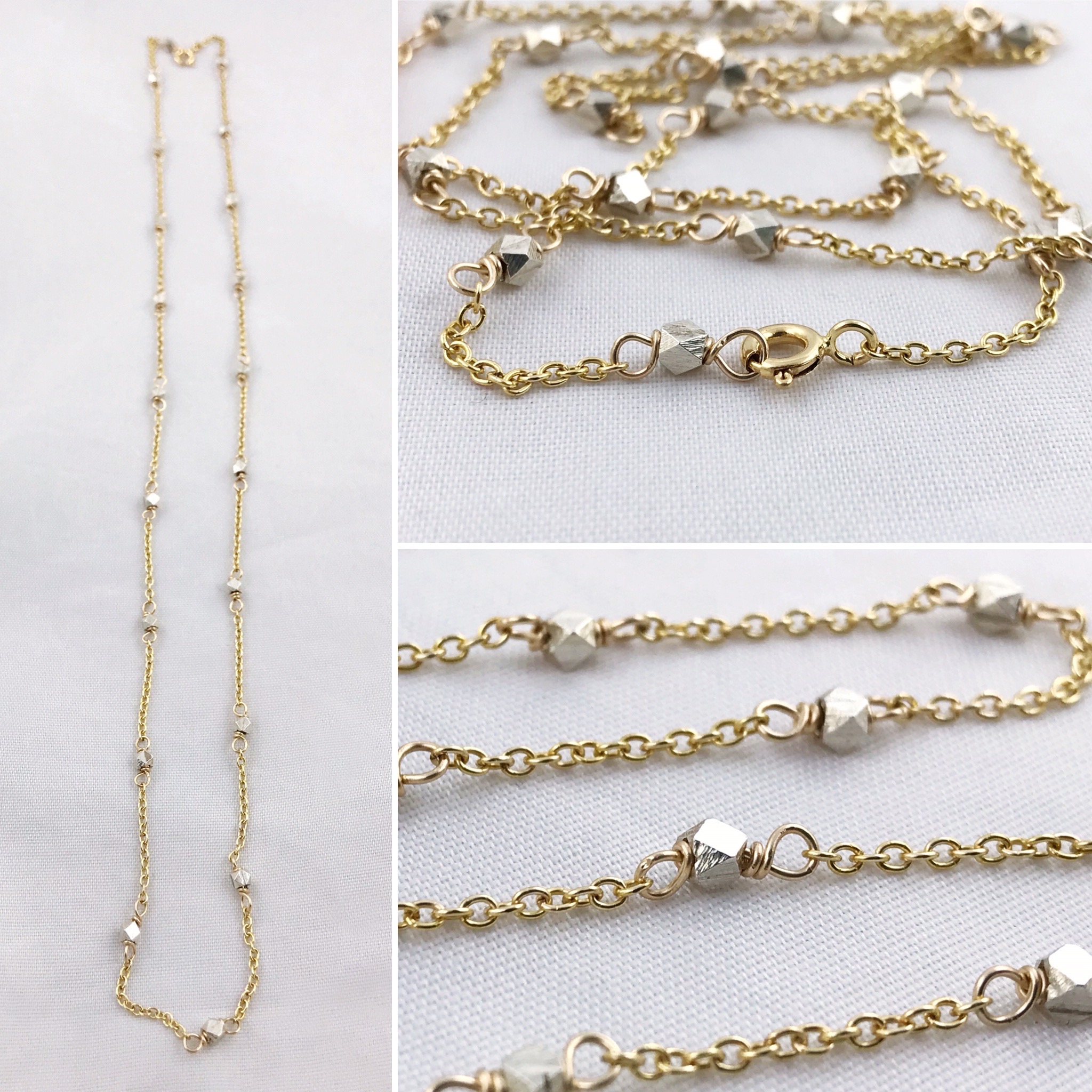 Sparkly Nugget Trail Necklace / Fine Silver / 14k Yellow Gold Filled / Custom Length - Image 4