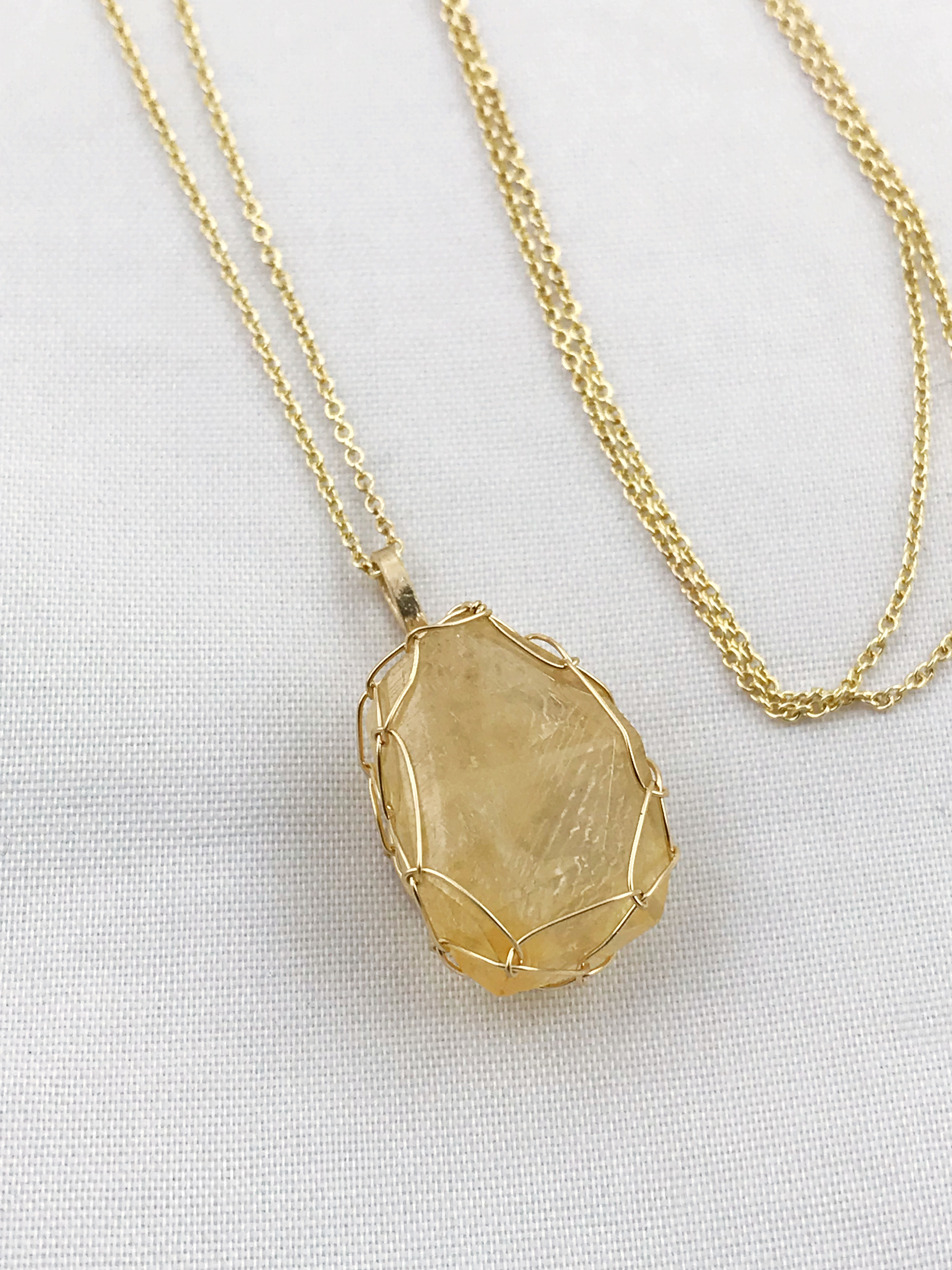 Golden Citrine Nugget Necklace - 14k Yellow Gold Filled - Fancy Cut Faceted Citrine - Image 7
