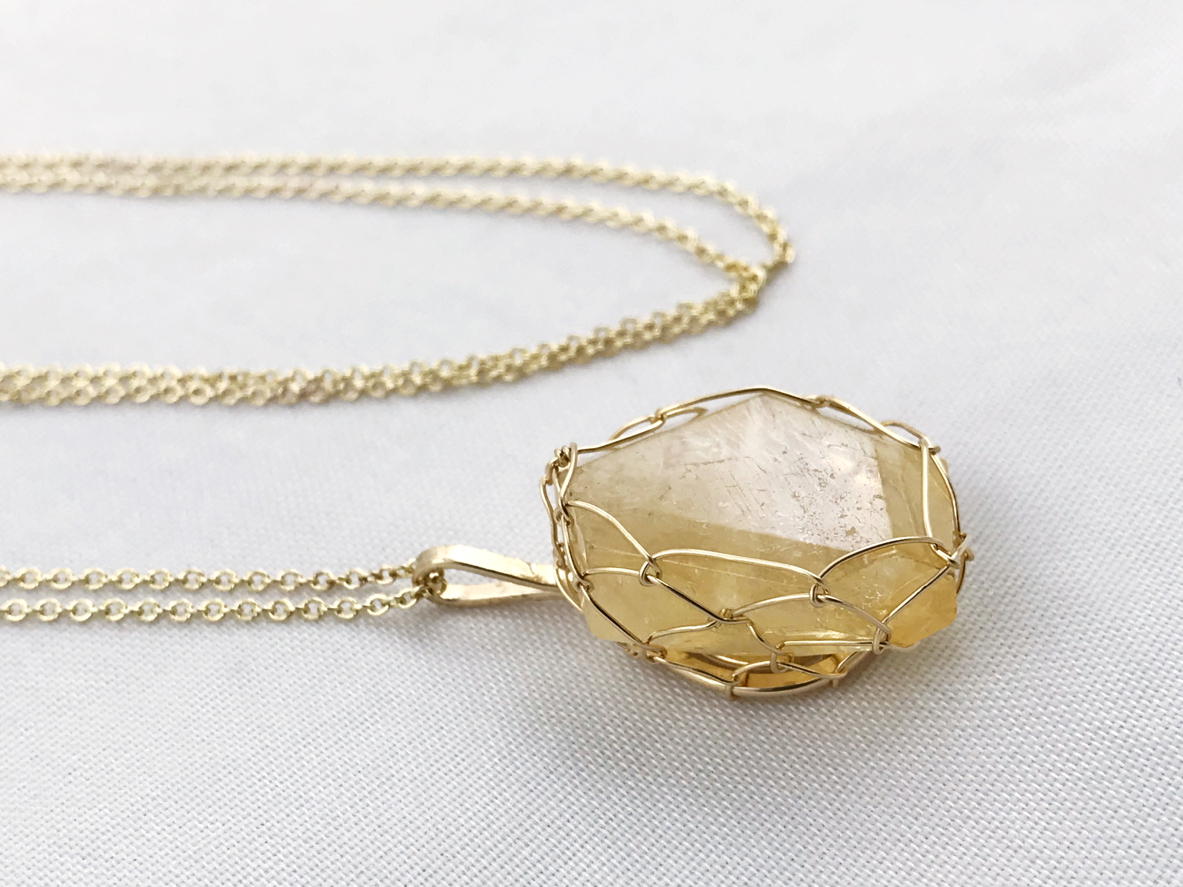 Golden Citrine Nugget Necklace - 14k Yellow Gold Filled - Fancy Cut Faceted Citrine - Image 8