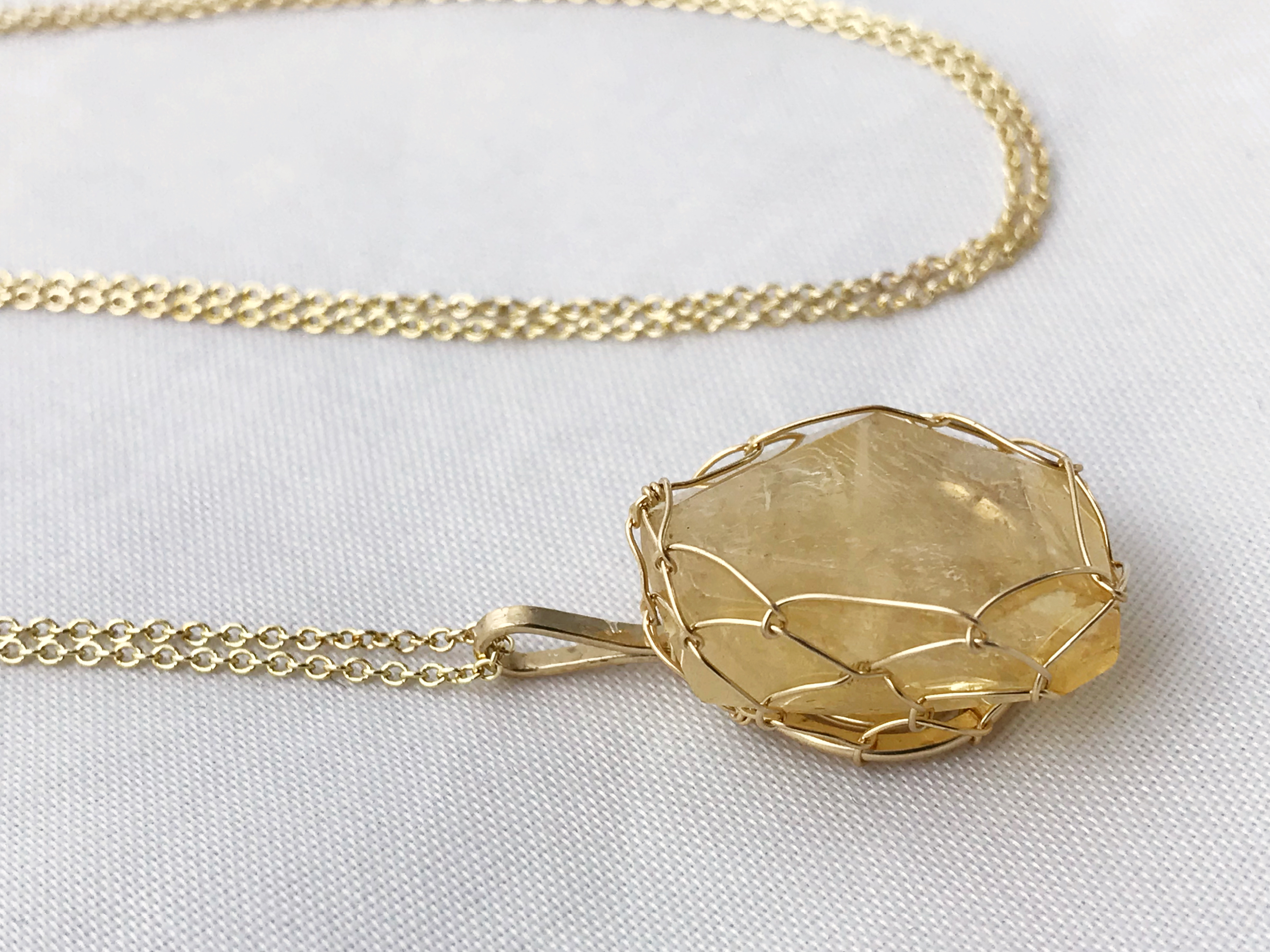 Golden Citrine Nugget Necklace - 14k Yellow Gold Filled - Fancy Cut Faceted Citrine - Image 9