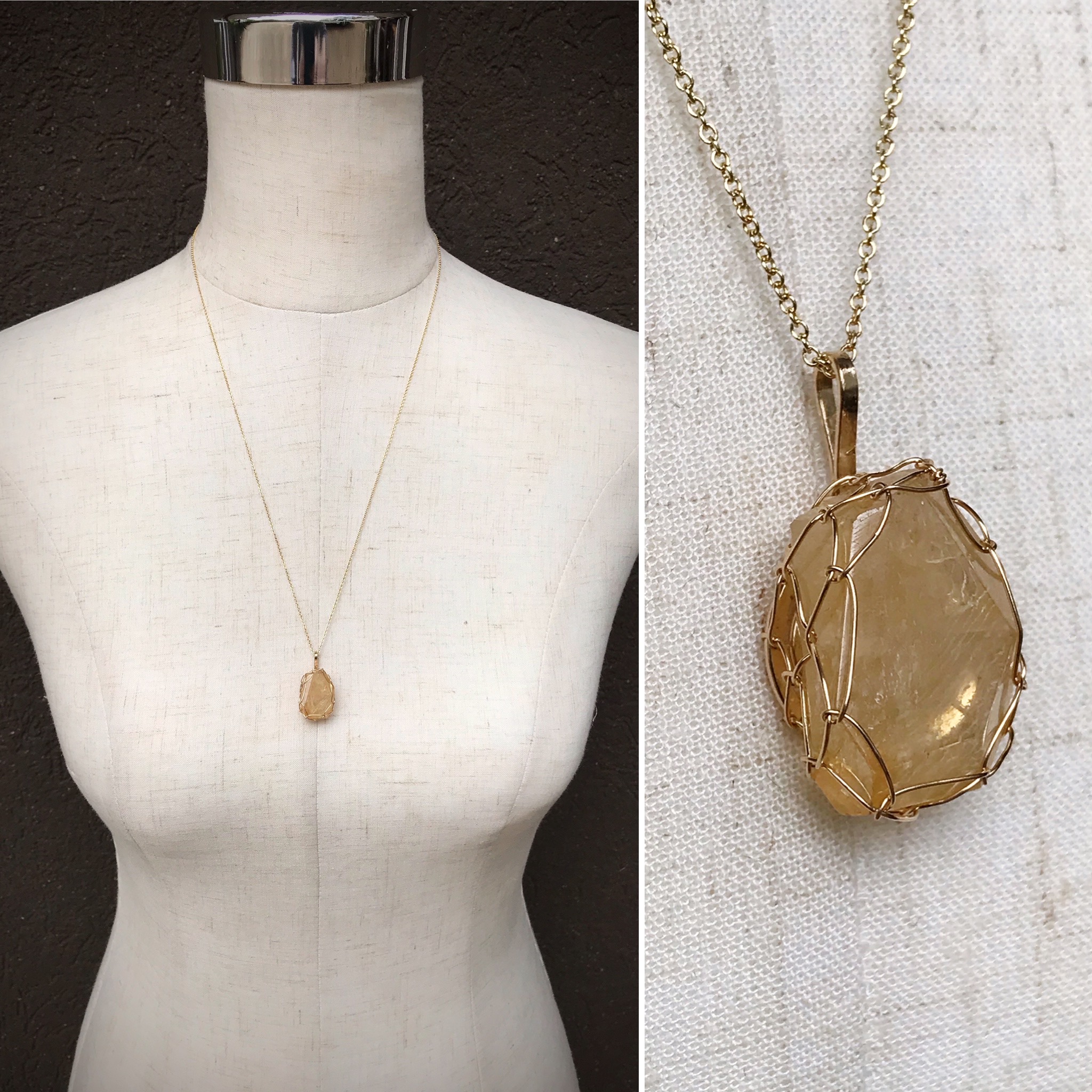 Golden Citrine Nugget Necklace - 14k Yellow Gold Filled - Fancy Cut Faceted Citrine - Image 10