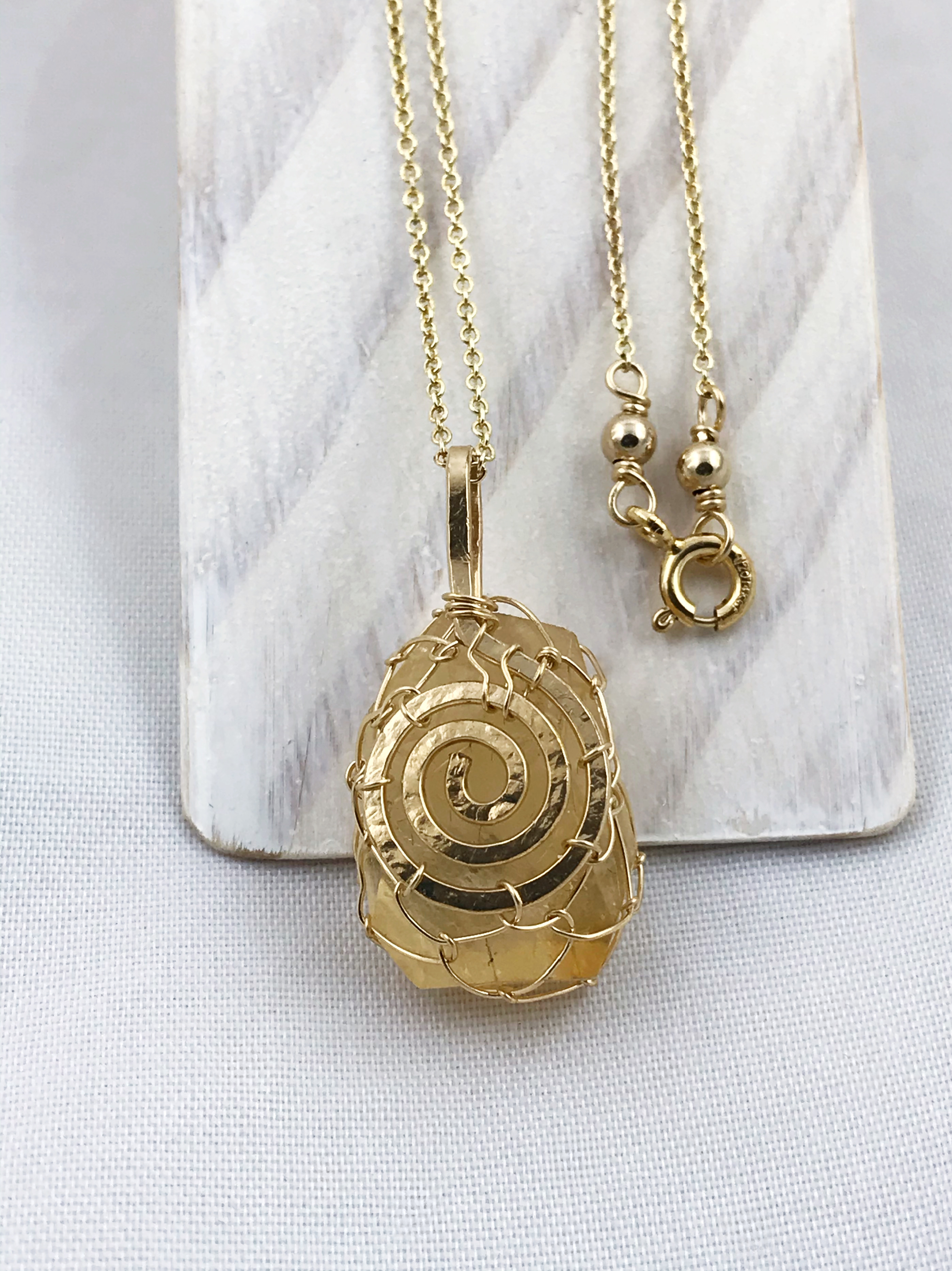 Golden Citrine Nugget Necklace - 14k Yellow Gold Filled - Fancy Cut Faceted Citrine - Image 6