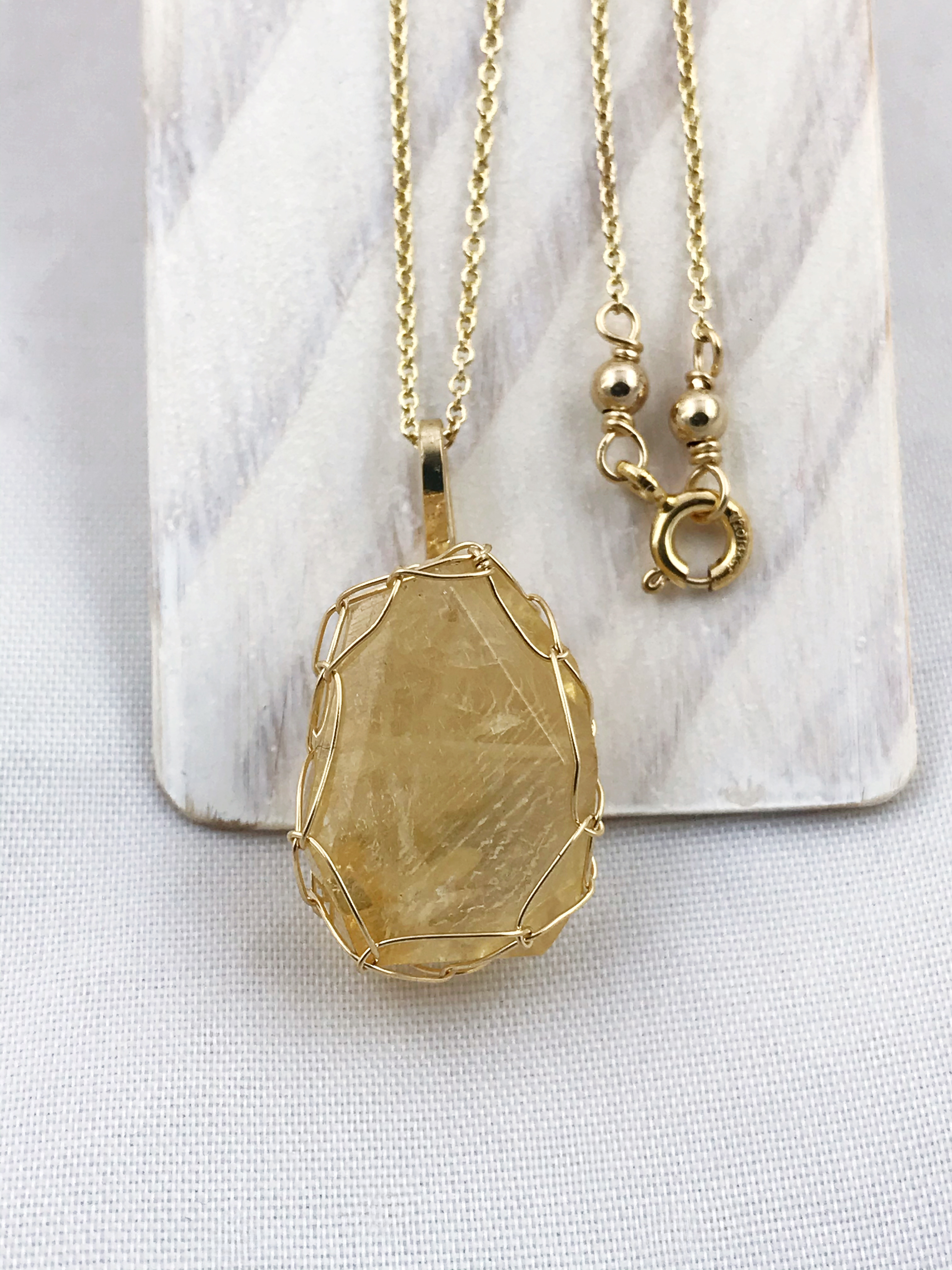 Golden Citrine Nugget Necklace - 14k Yellow Gold Filled - Fancy Cut Faceted Citrine - Image 5