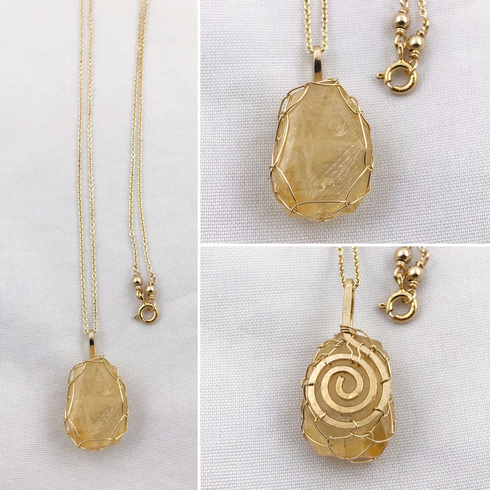Golden Citrine Nugget Necklace - 14k Yellow Gold Filled - Fancy Cut Faceted Citrine - Image 4