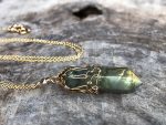 Labradorite Crystal Point Necklace - 14k Yellow Gold Filled / Fine Silver - Double Terminated Labradorite