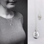 Compass Necklace / Solid Sterling Silver / Rustic Oval Stamped Compass