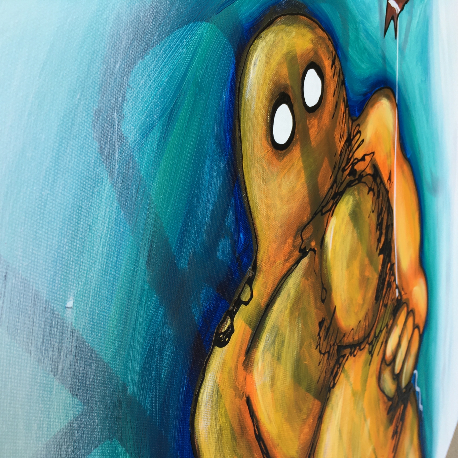 Aaarg!! Me And It Original Painting By Artist Rafi Perez Mixed Medium On Canvas 30X30 - Image 4