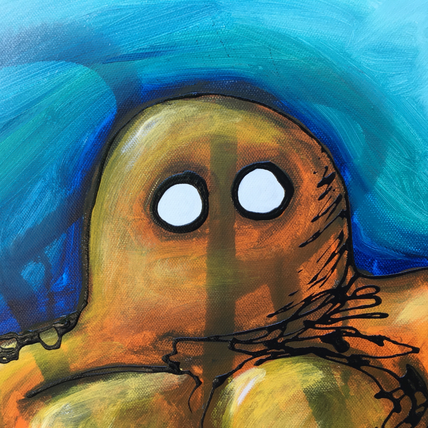 Aaarg!! Me And It Original Painting By Artist Rafi Perez Mixed Medium On Canvas 30X30 - Image 5