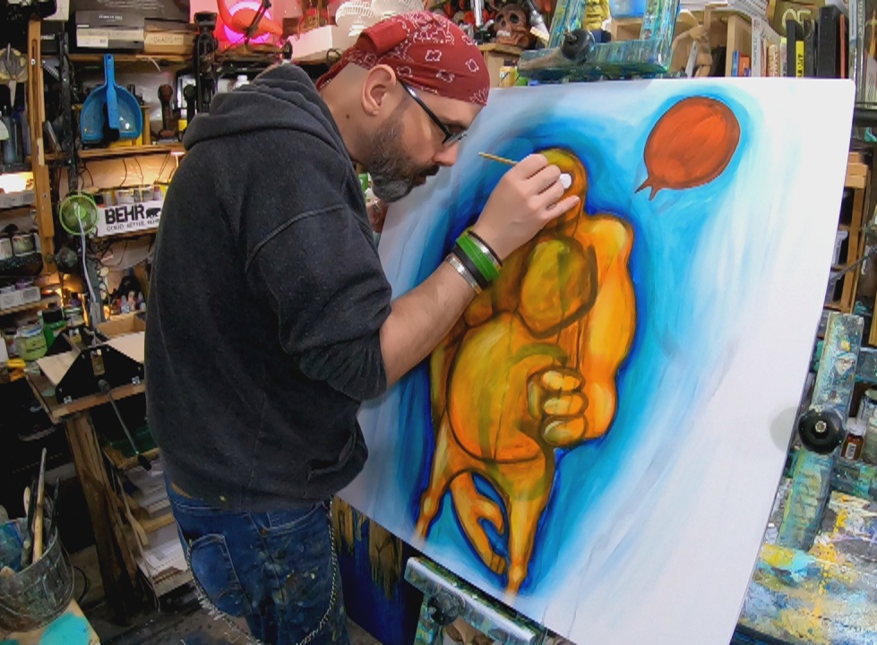 Aaarg!! Me And It Original Painting By Artist Rafi Perez Mixed Medium On Canvas 30X30 - Image 7