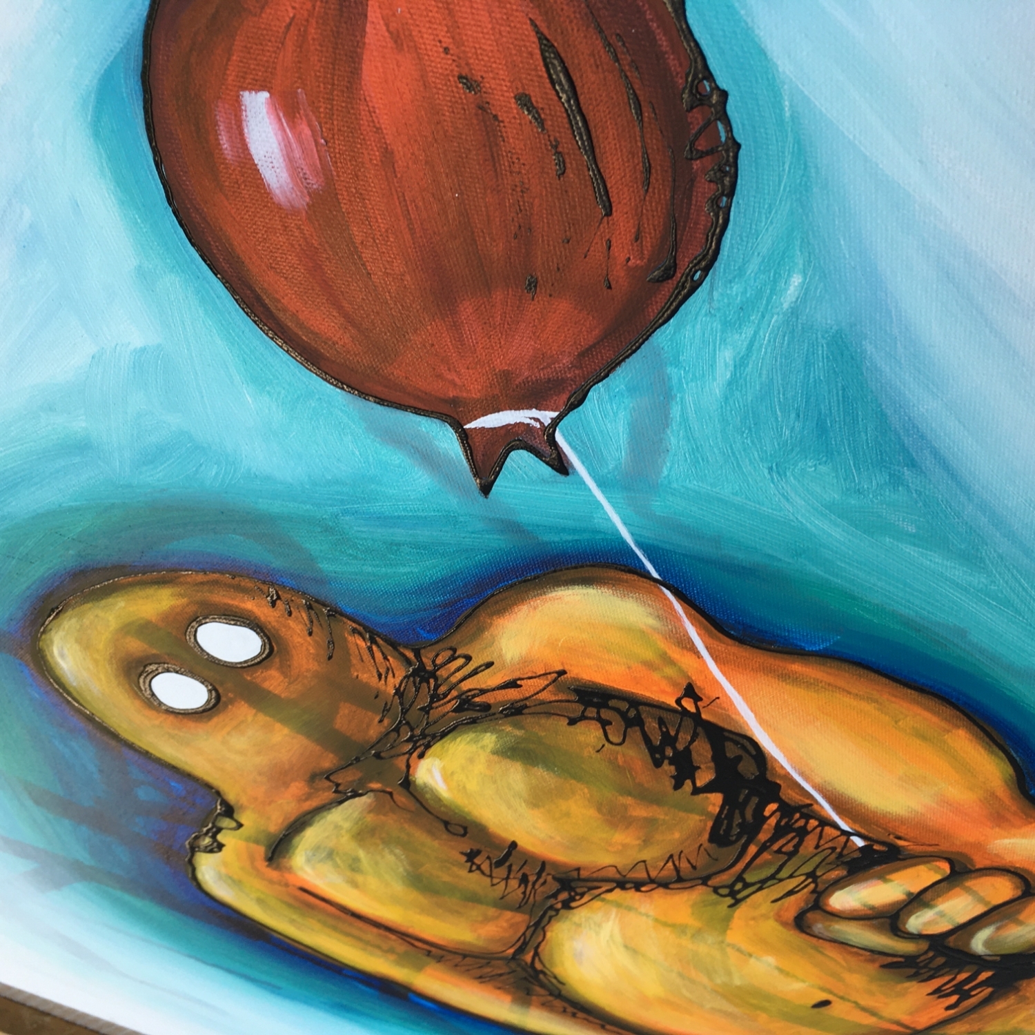 Aaarg!! Me And It Original Painting By Artist Rafi Perez Mixed Medium On Canvas 30X30 - Image 8