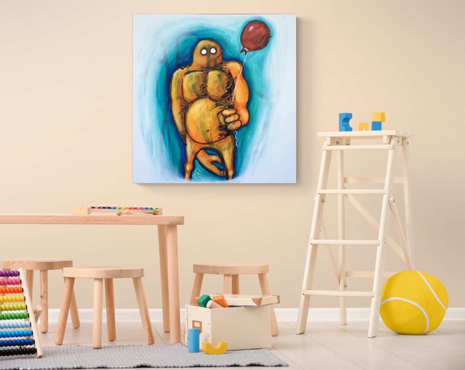 Aaarg!! Me And It Original Painting By Artist Rafi Perez Mixed Medium On Canvas 30X30 - Image 9