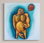 Aaarg!! Me And It Original Painting By Artist Rafi Perez Mixed Medium On Canvas 30X30