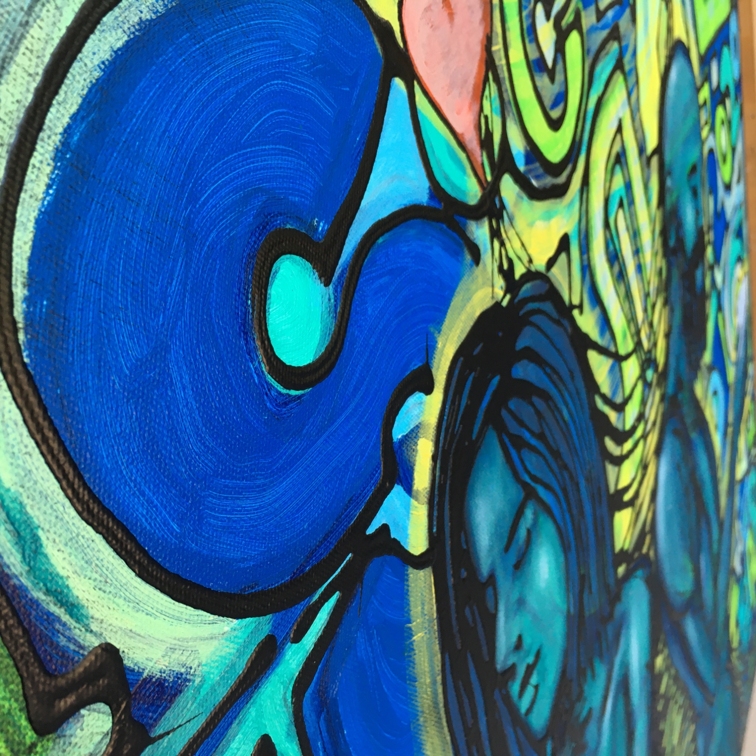 Love Not Fear Art Original Painting By Artist Rafi Perez Mixed Medium On Canvas 30X30 - Image 5