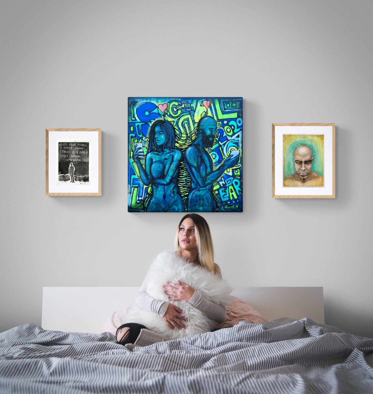Love Not Fear Art Original Painting By Artist Rafi Perez Mixed Medium On Canvas 30X30 - Image 9